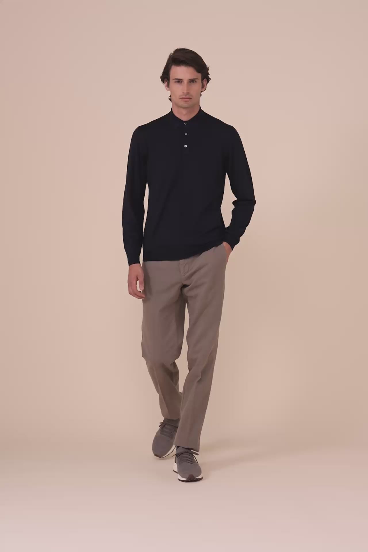 Sportman Superfine Wool Knit Polo in iconic colors - MIDNIGHTBLUE
