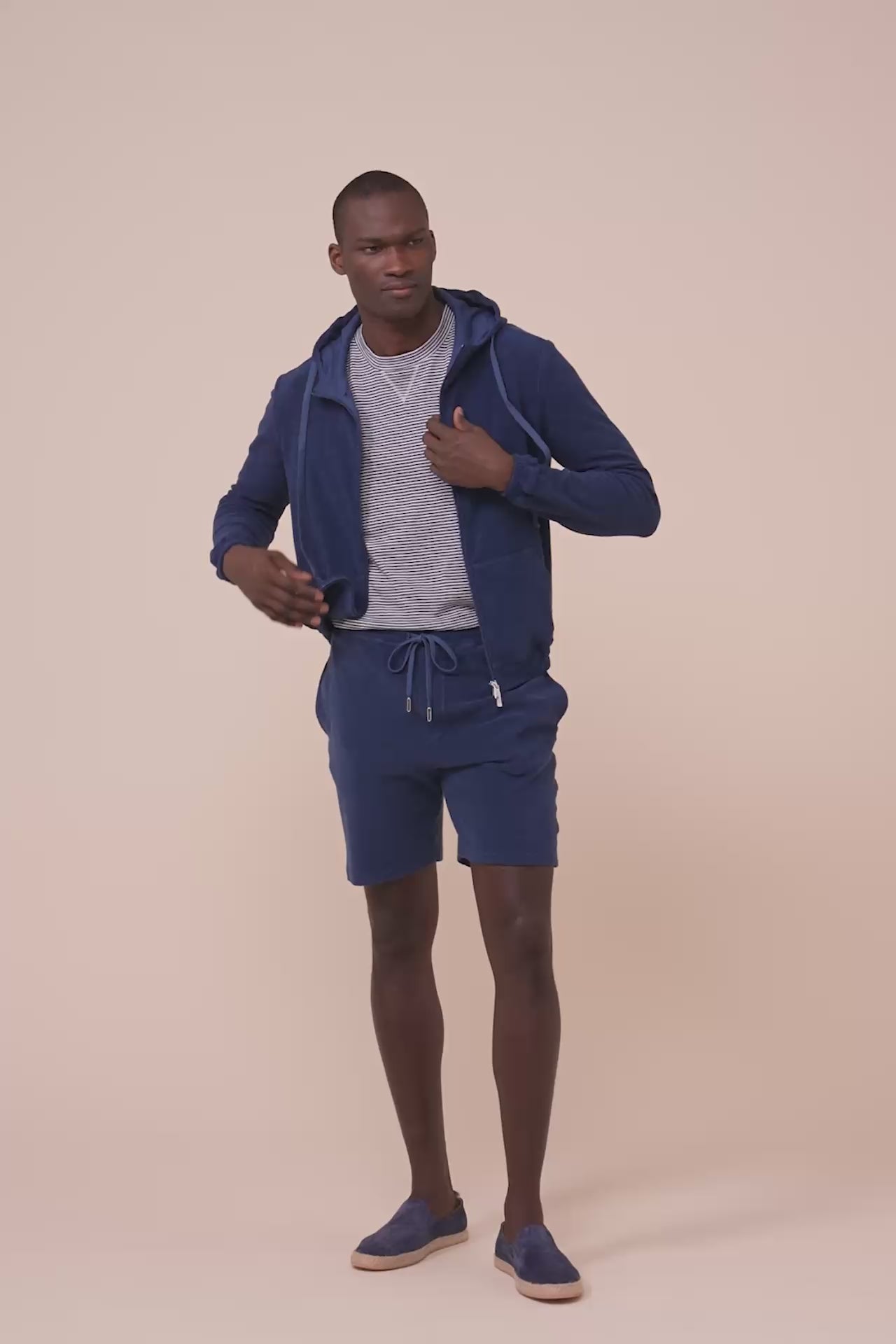 Zoom Terry Cotton Zipped Hoodie - LINEN