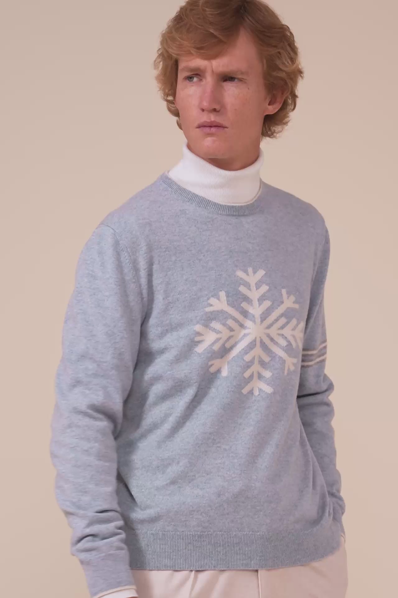 Argentina Peak Cashmere Jacquard Crewneck - WAVEMELANGE