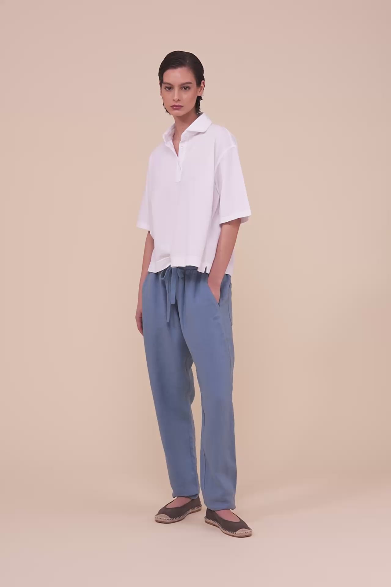 Circe polo boxy in piquet di cotone - WHITE