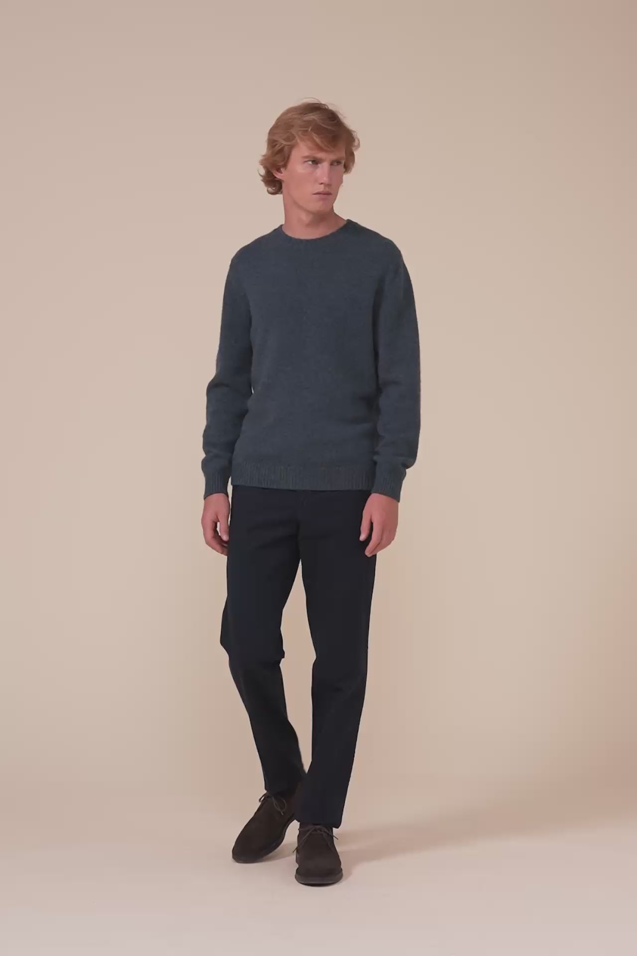 Argentina Twist Cashmere Crewneck - PETROLEUM