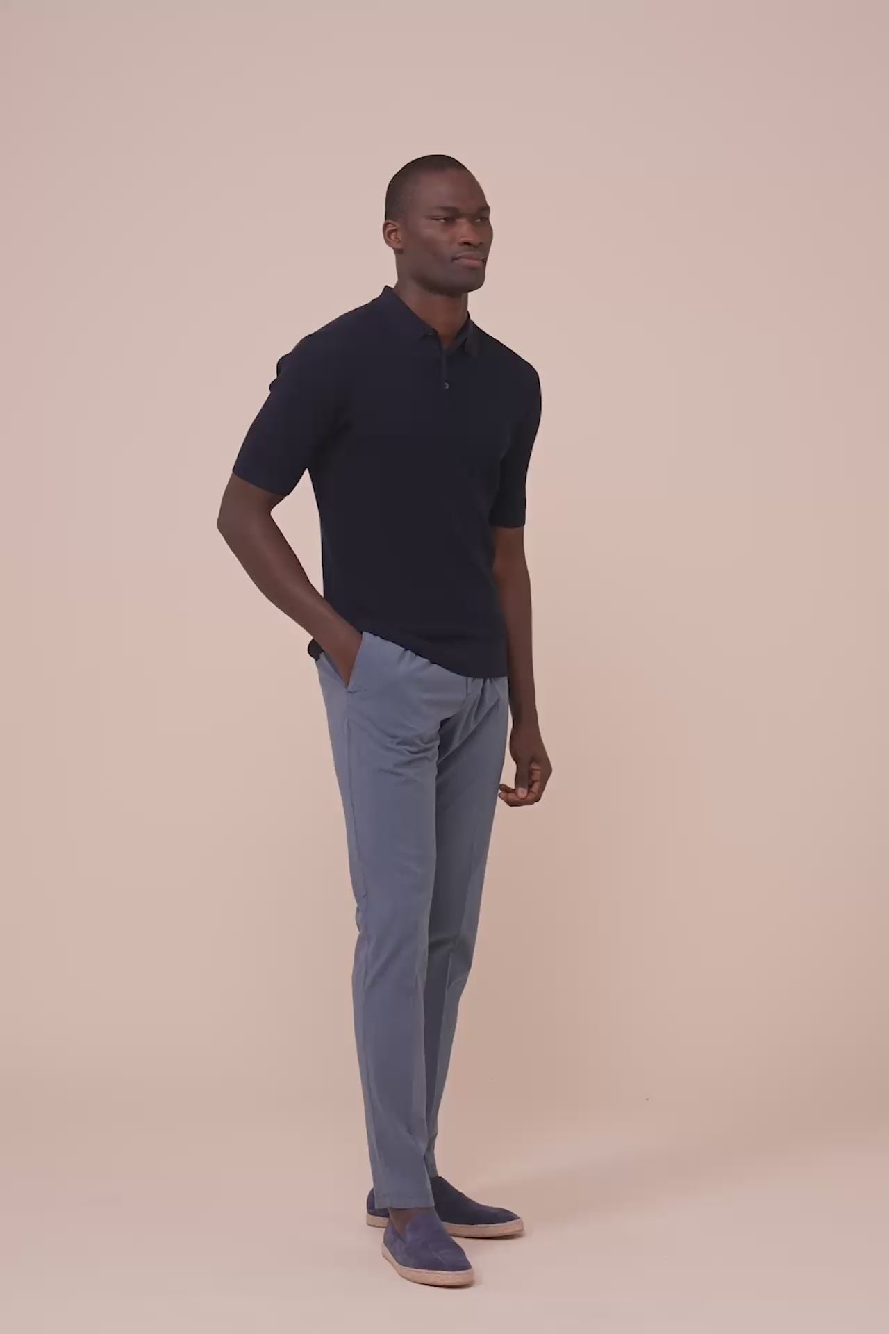 Rafael Giza Organic Cotton Short Sleeve Polo - MIDNIGHTBLUE