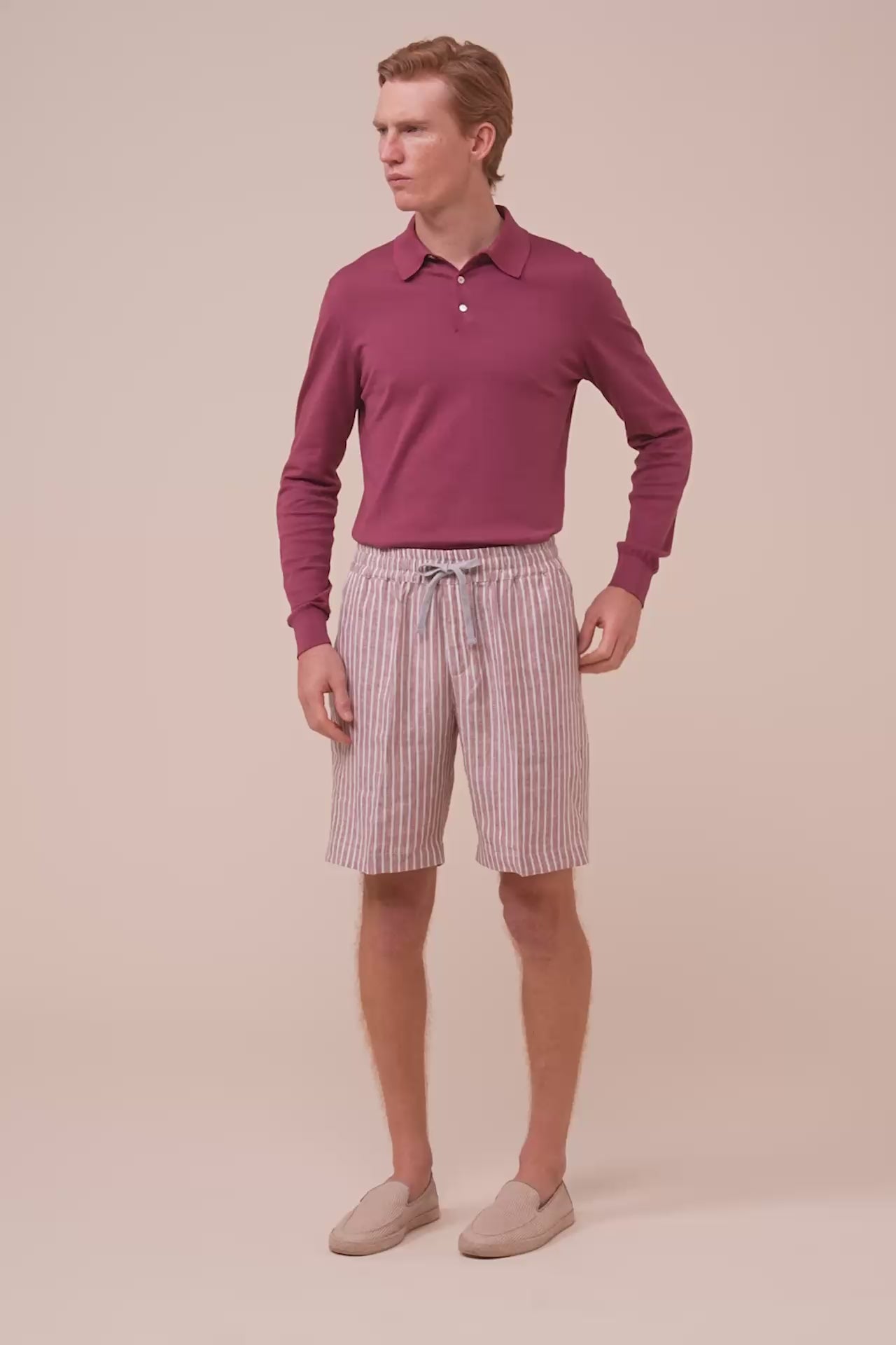 Alfa Linen Striped Shorts - SIENNA