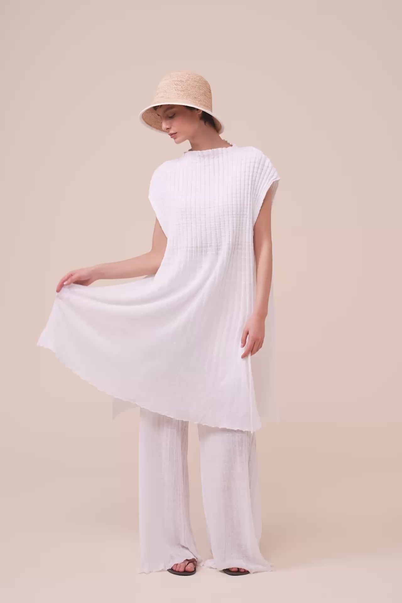 Klee Cairo Ribbed Knit Tunic - SKYBLUE