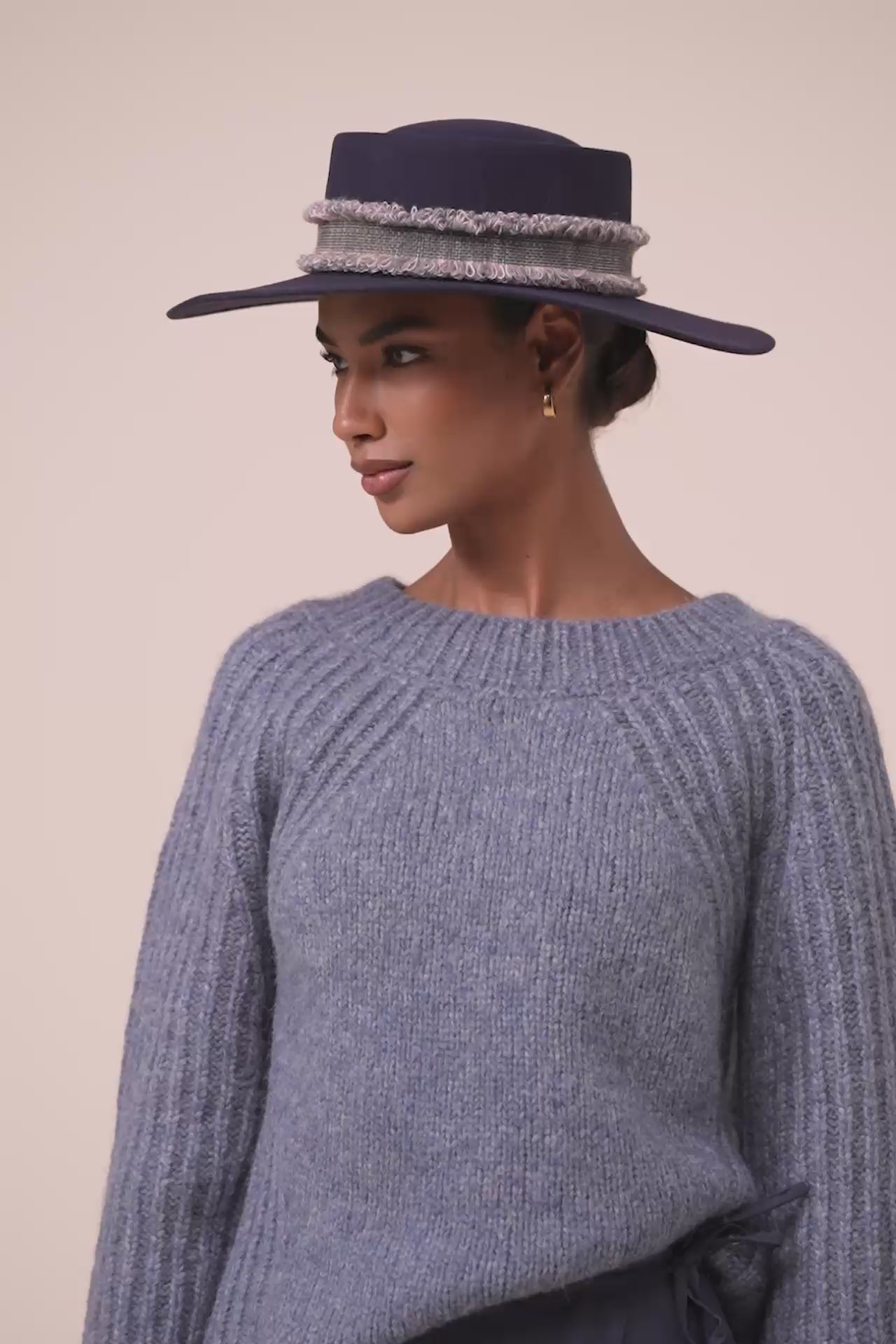 Leon Flat Felt Hat - MIDNIGHTBLUE