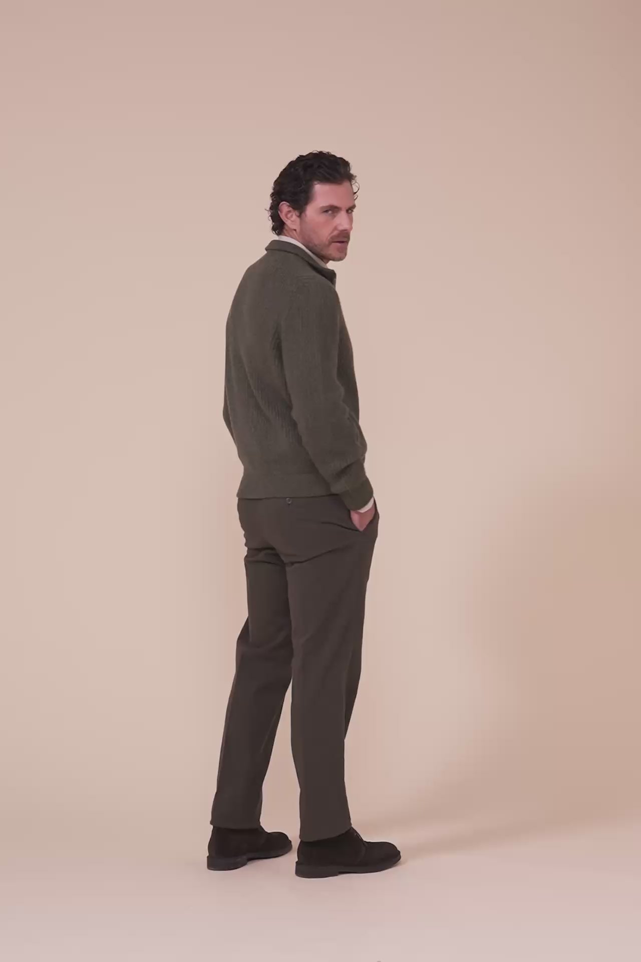 Sand maglia in cashmere con zip - Bicolore - OLIVEGREENMELANGE