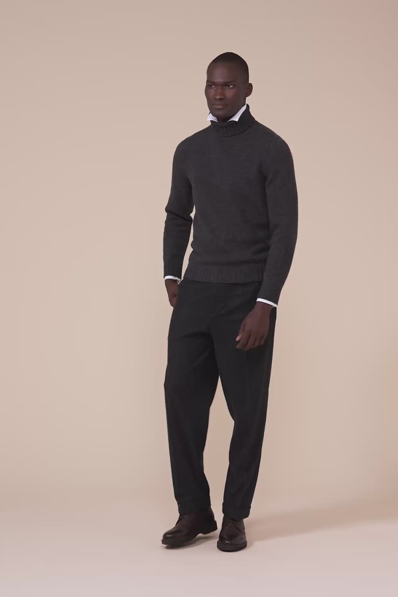 Oslo Wool and Cashmere Turtleneck - ANTHRACITE