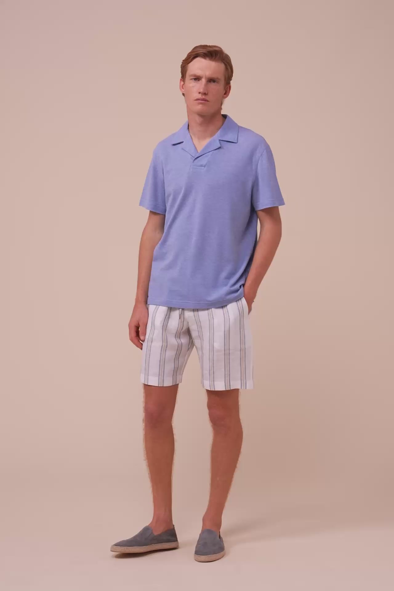 Jolly Superlight Linen and Cotton Piquet Polo Shirt - WAVE