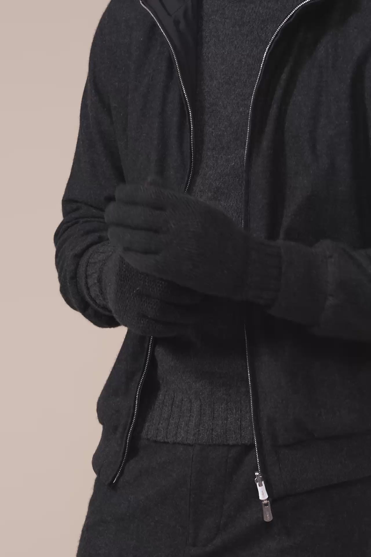 Aspen Cashmere and Suede Gloves - ANTHRACITEMELANGE