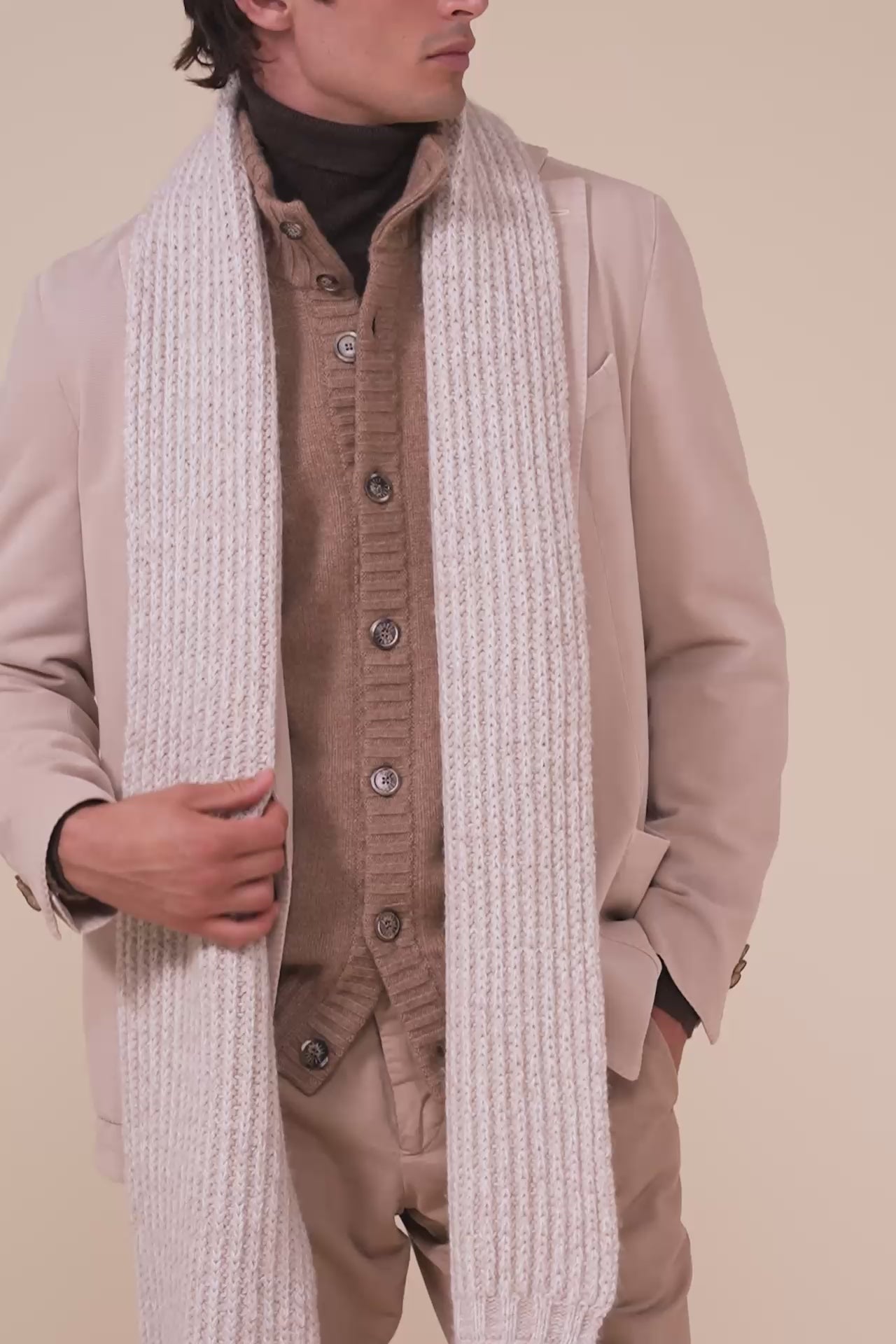 Ghibli sciarpa in cashmere piuma - Bicolore - LINEN