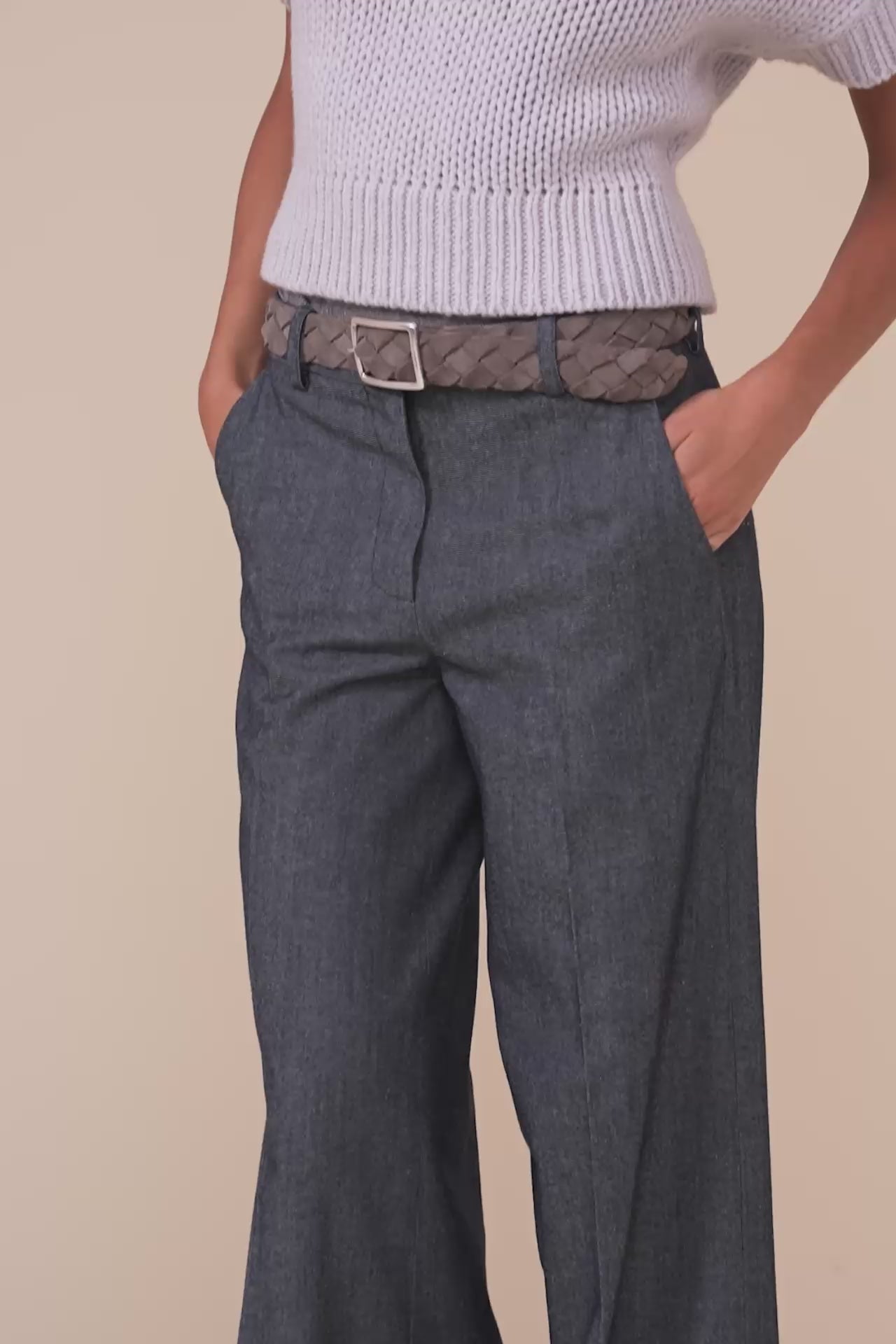 Gloria Wool and Cotton Gabardine Wide Leg Pants - 4