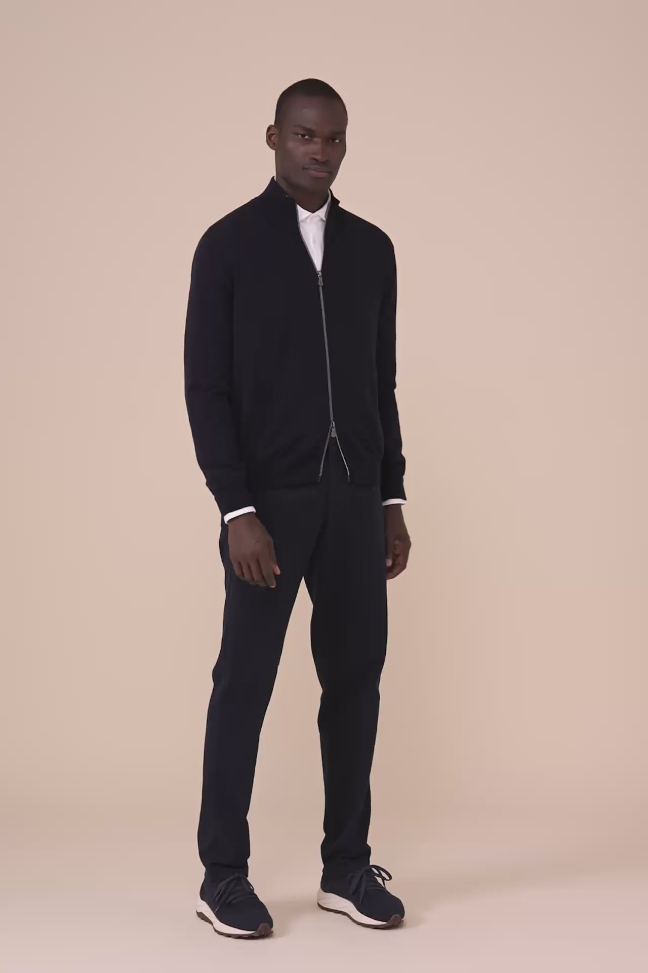 Paros Wool Knit Bomber in iconic blue - MIDNIGHTBLUE