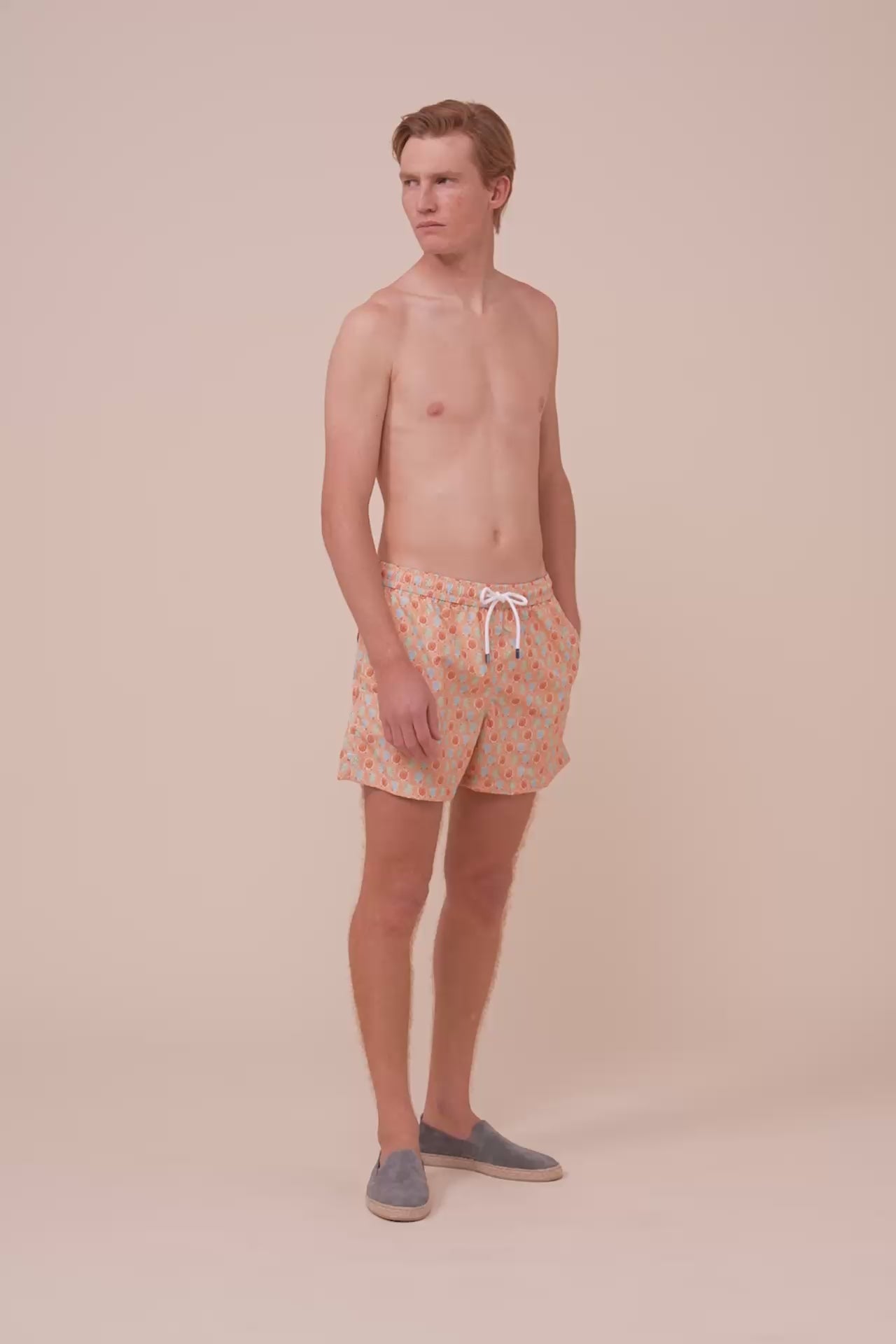 Madeira - The Sustainable Swim Trunks - Turtles Pattern - PEACH