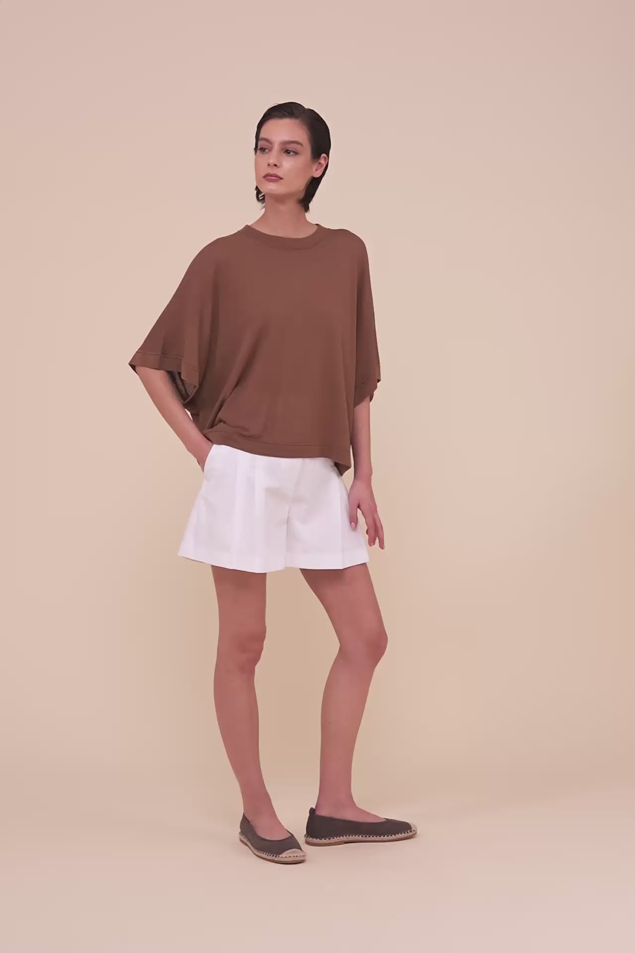 Millet Viscose and Linen Blend Crewneck - SIENNA