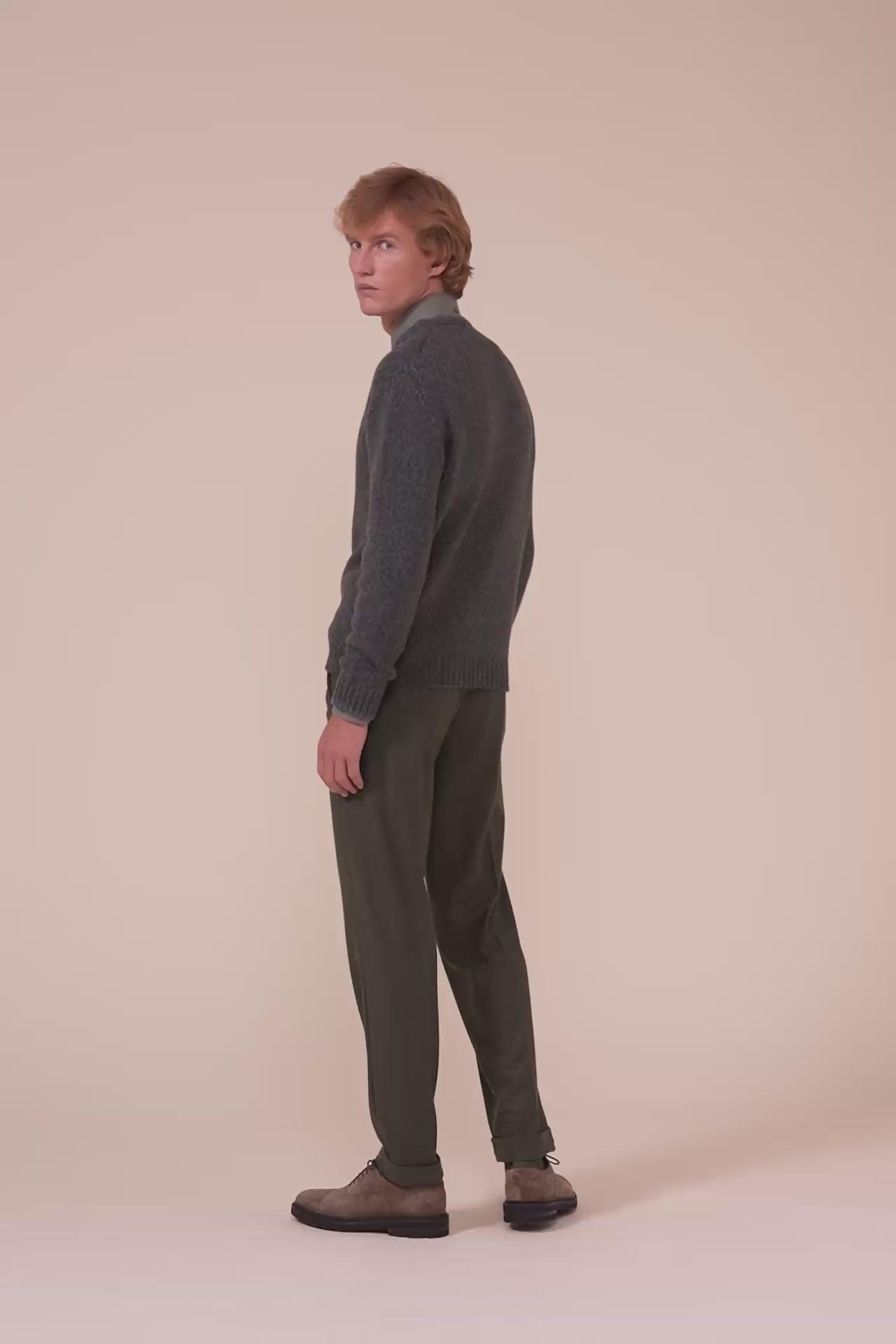 Argentina Baby Alpaca and Wool Crewneck - Bicolor - TEAL