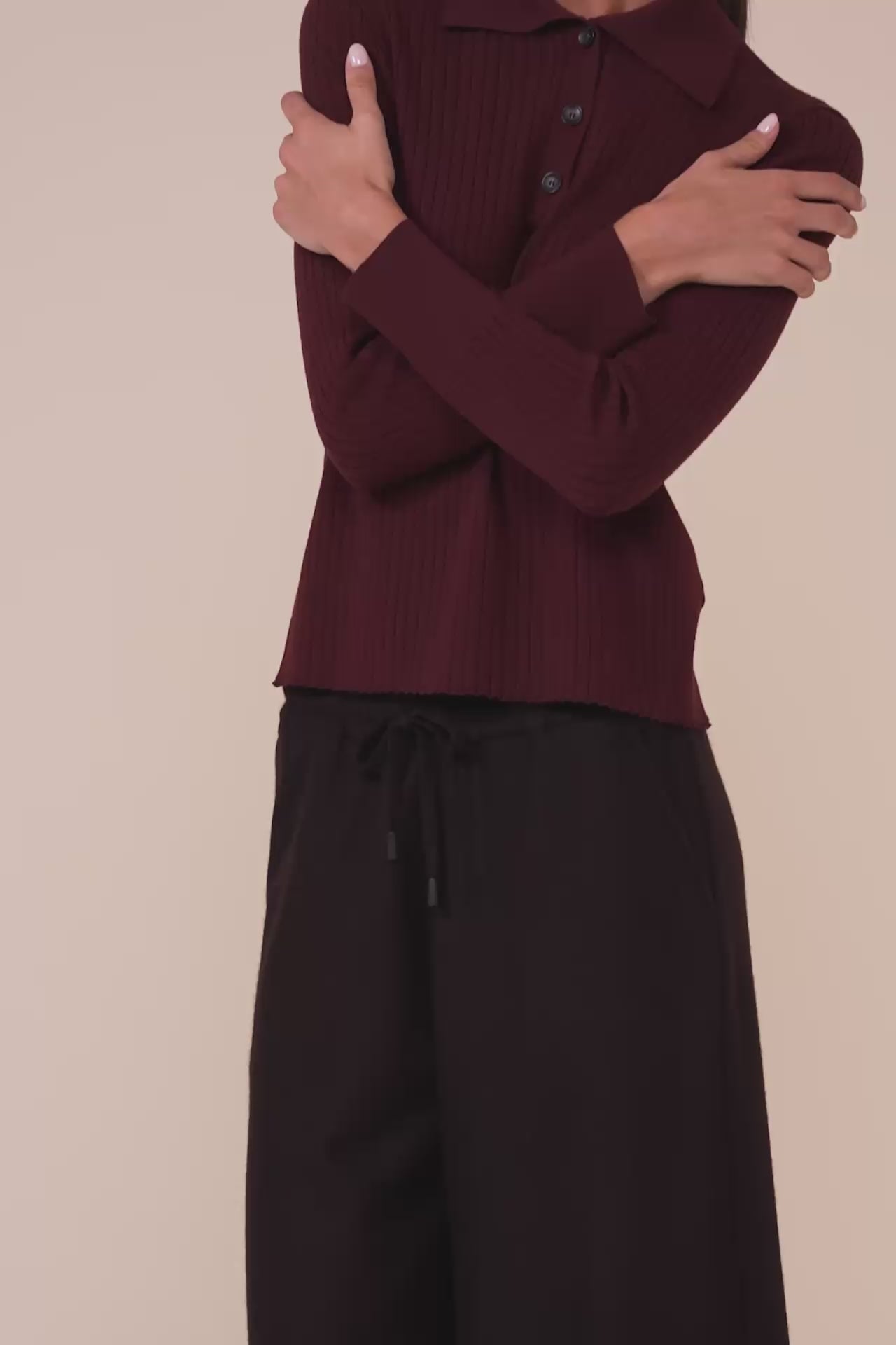 Galena polo in lana Merino superfine - MERLOT