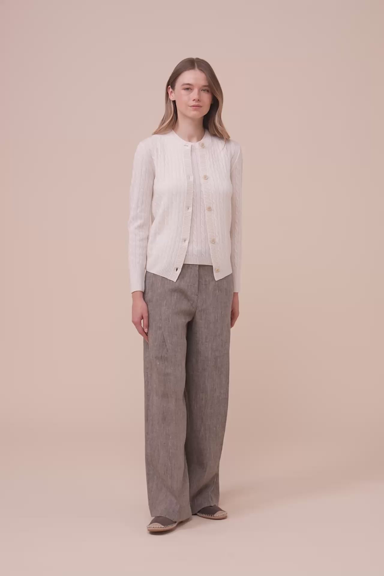 Alma Persia Cashmere Cable Cardigan - ICE