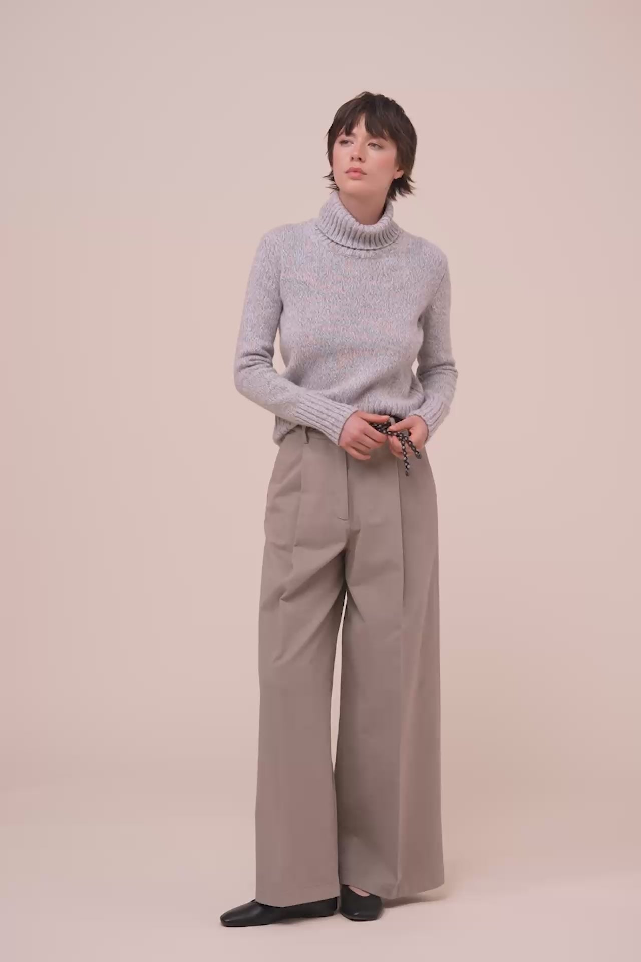 Braid cintura intrecciata in suede e maglia - COFFEE