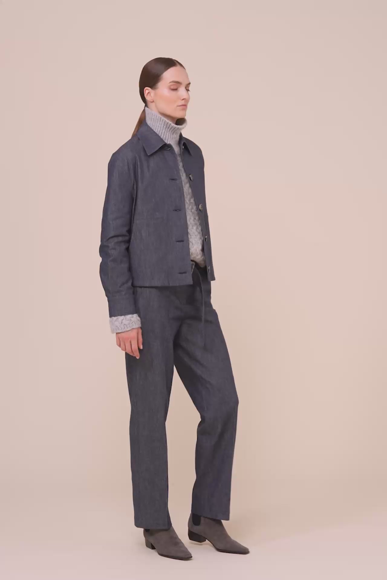 Nina giacca boxy in denim stretch - STORM