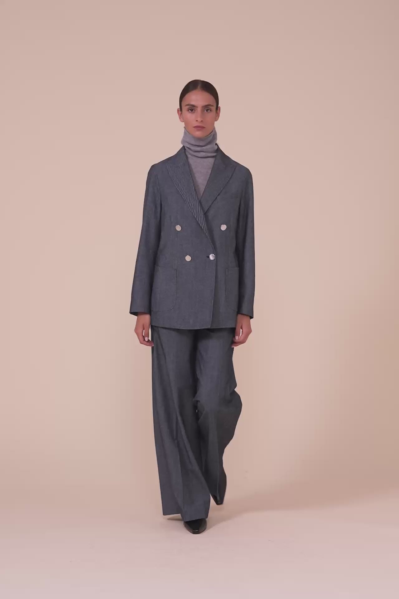 New Dandy Wool and Cotton Gabardine Double-breast Blazer - STORM