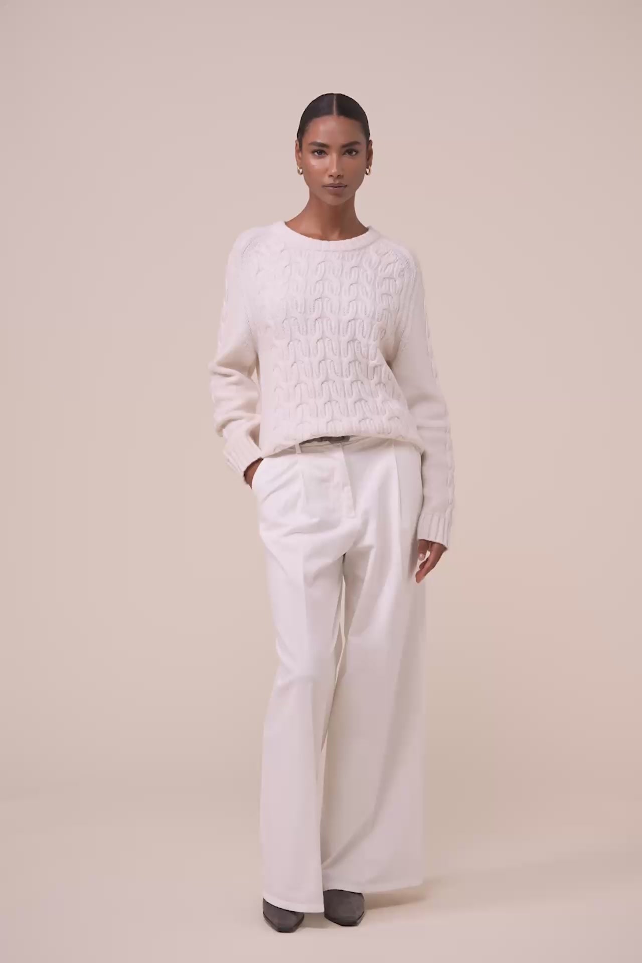 Gardea maglia girocollo in cashmere a trecce - ICE