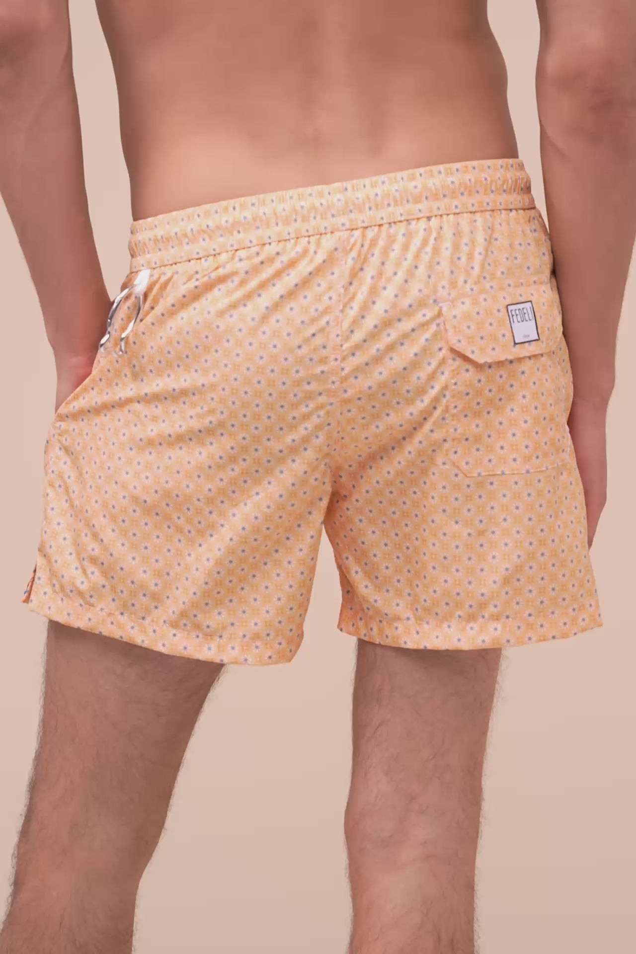 Madeira - The Sustainable Swim Trunks - Daisy Pattern - YELLOWORANGE