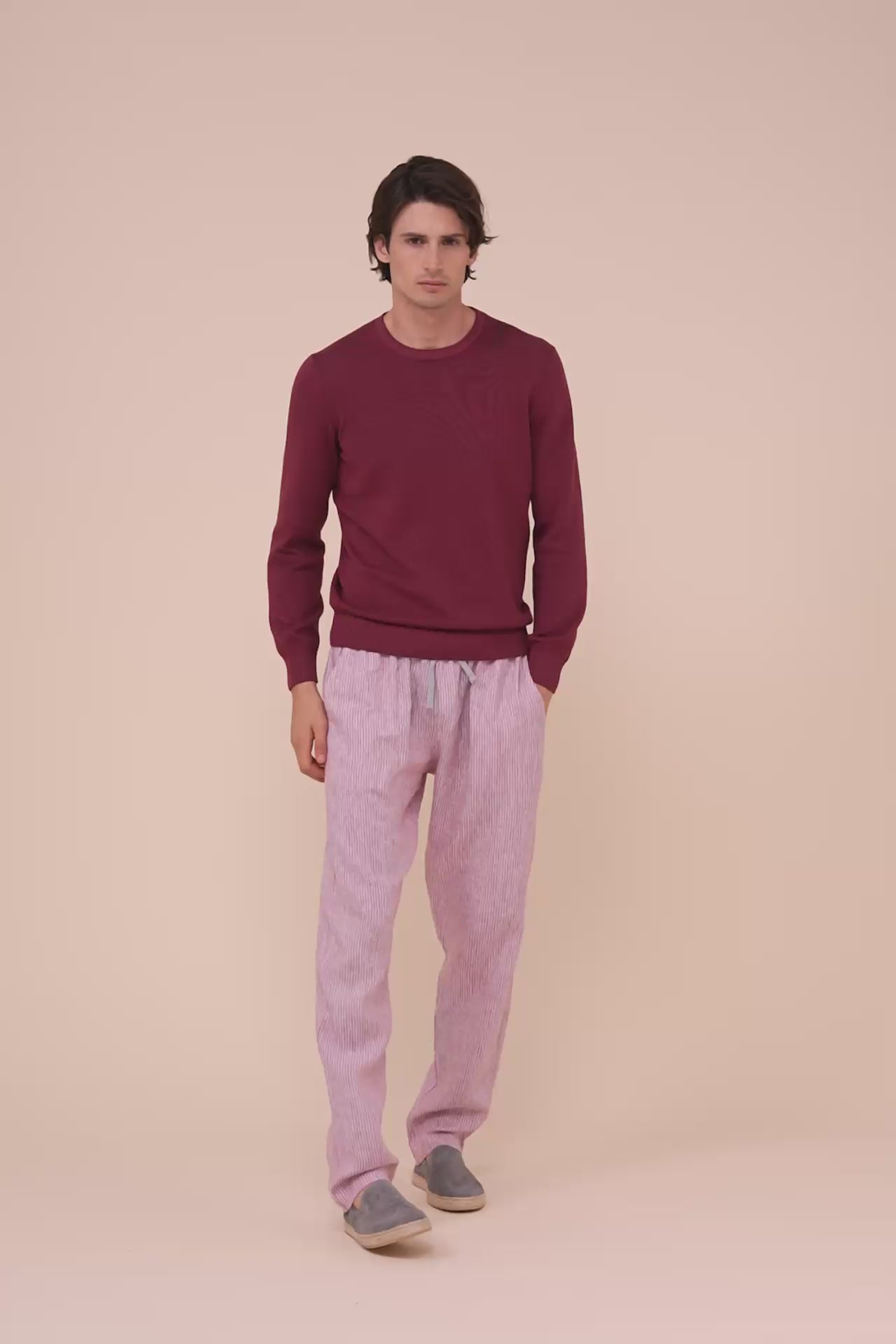 Argentina 8 maglia girocollo in cotone organico Giza - MERLOT