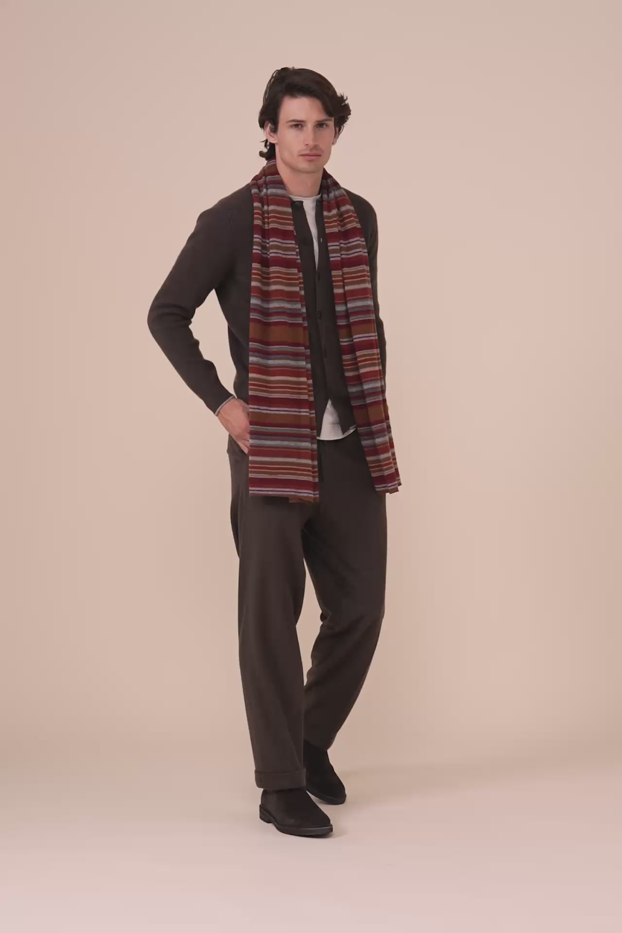Multicolor Cashmere Scarf - MERLOT