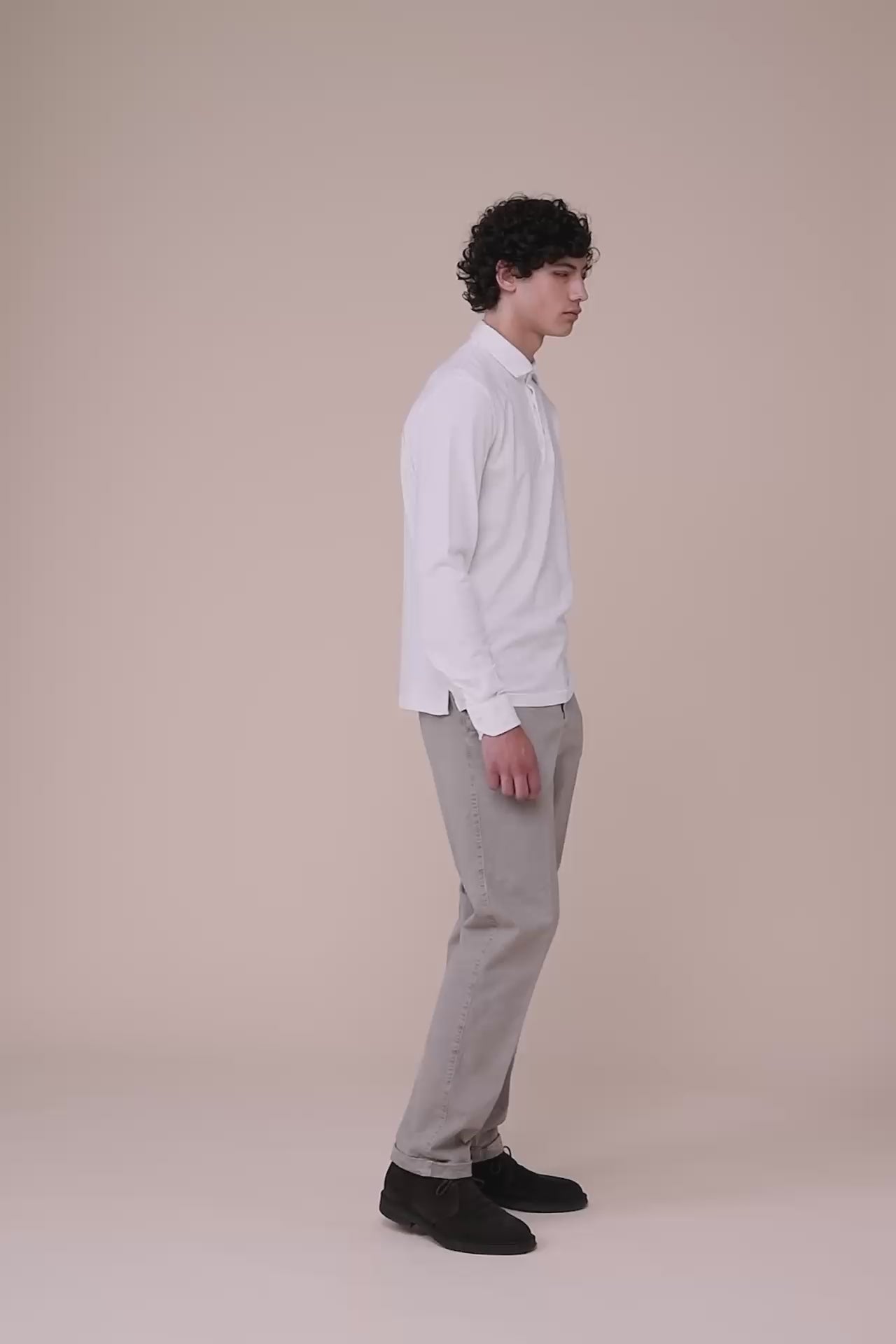 Zero Organic Cotton Long Sleeve Polo Shirt in iconic colors - WHITE