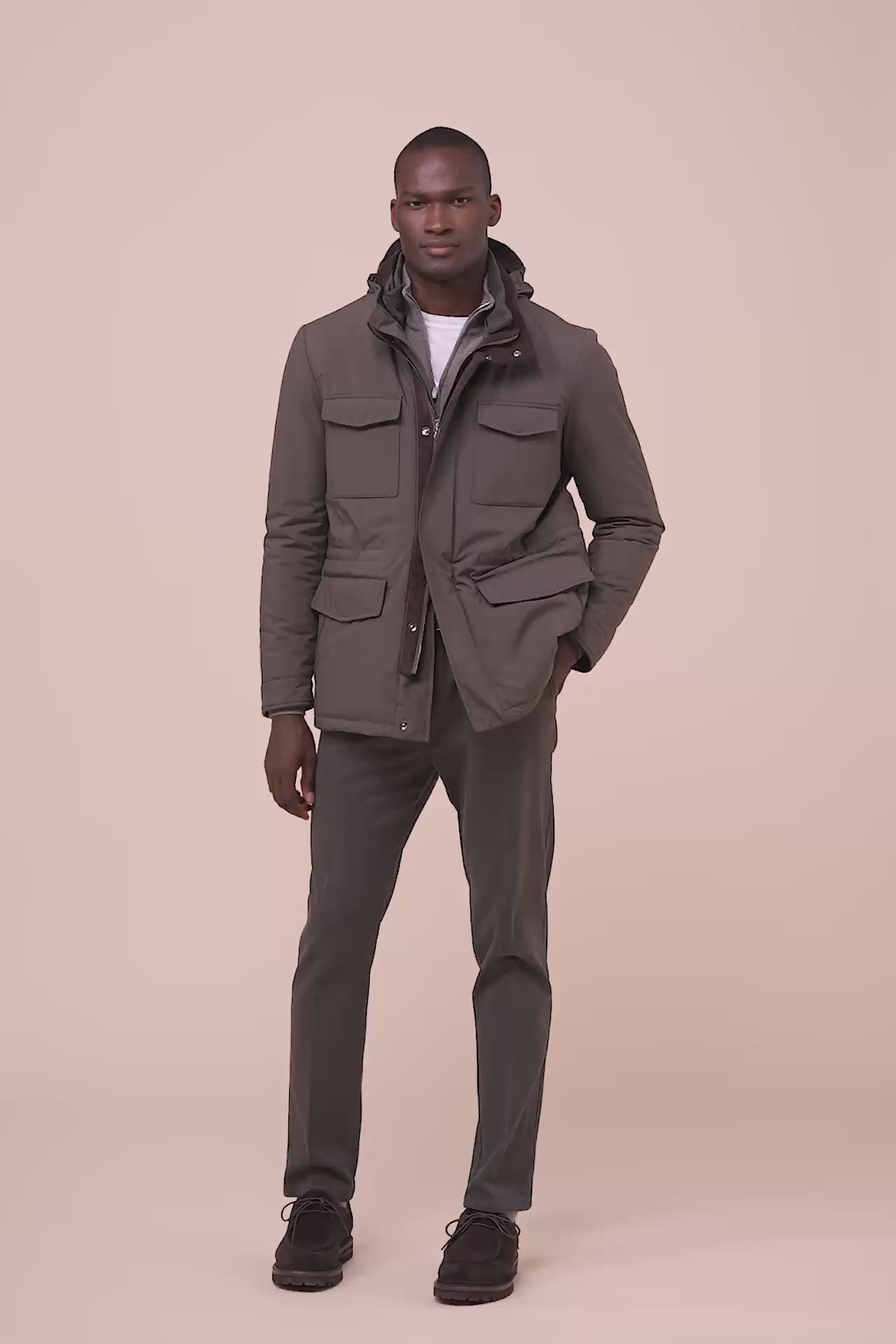 Grado giacca in Rainstop imbottita in Cashsoftpadding - OLIVEGREENMELANGE