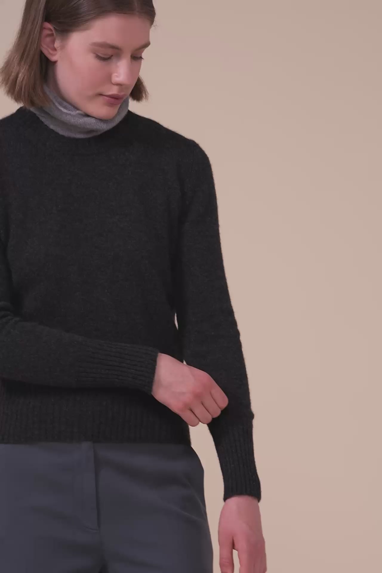 Claude Cashmere Second Skin Crewneck - ANTHRACITEMELANGE