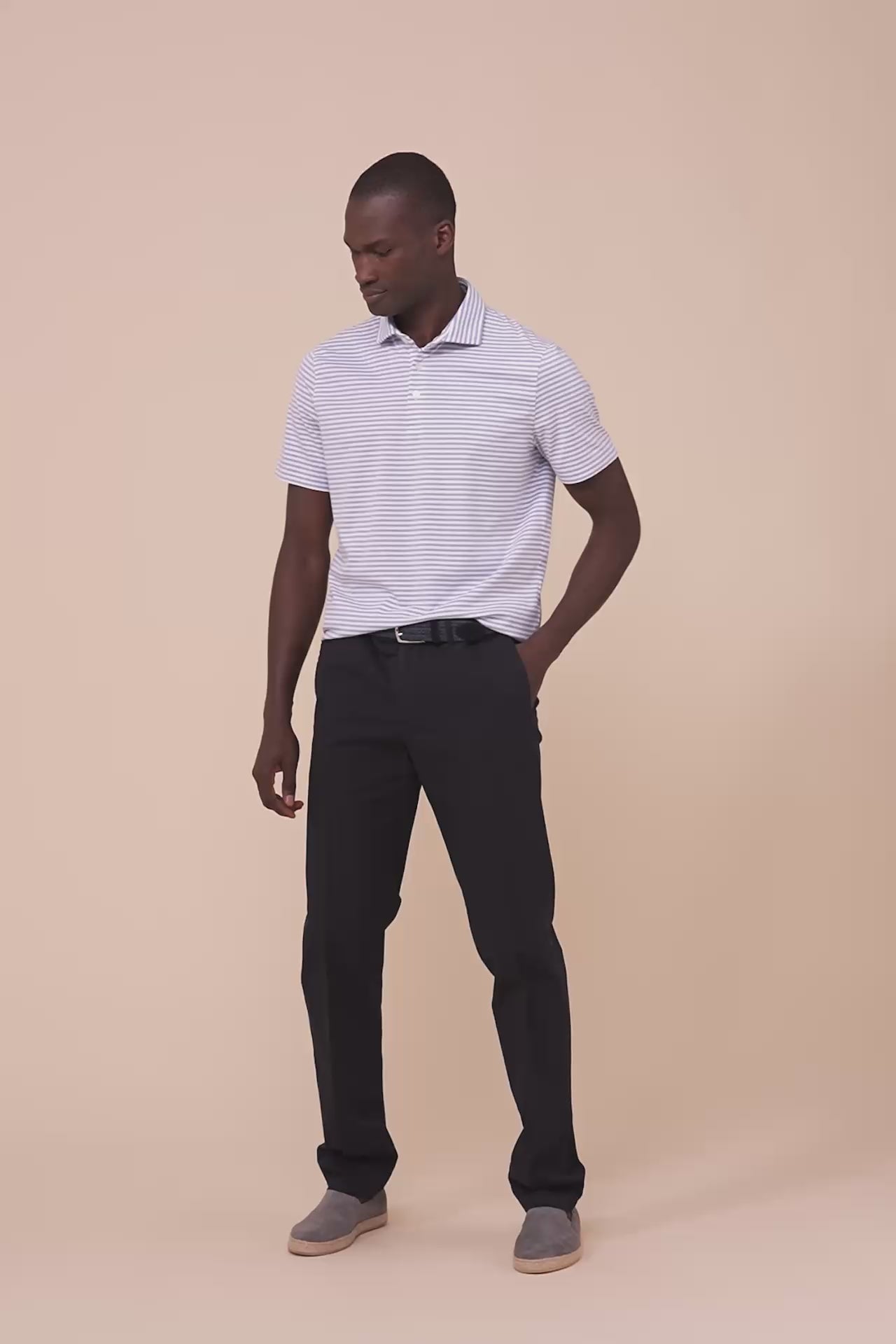 Zero Techno Jersey Striped Polo - SKYBLUE-LINE4