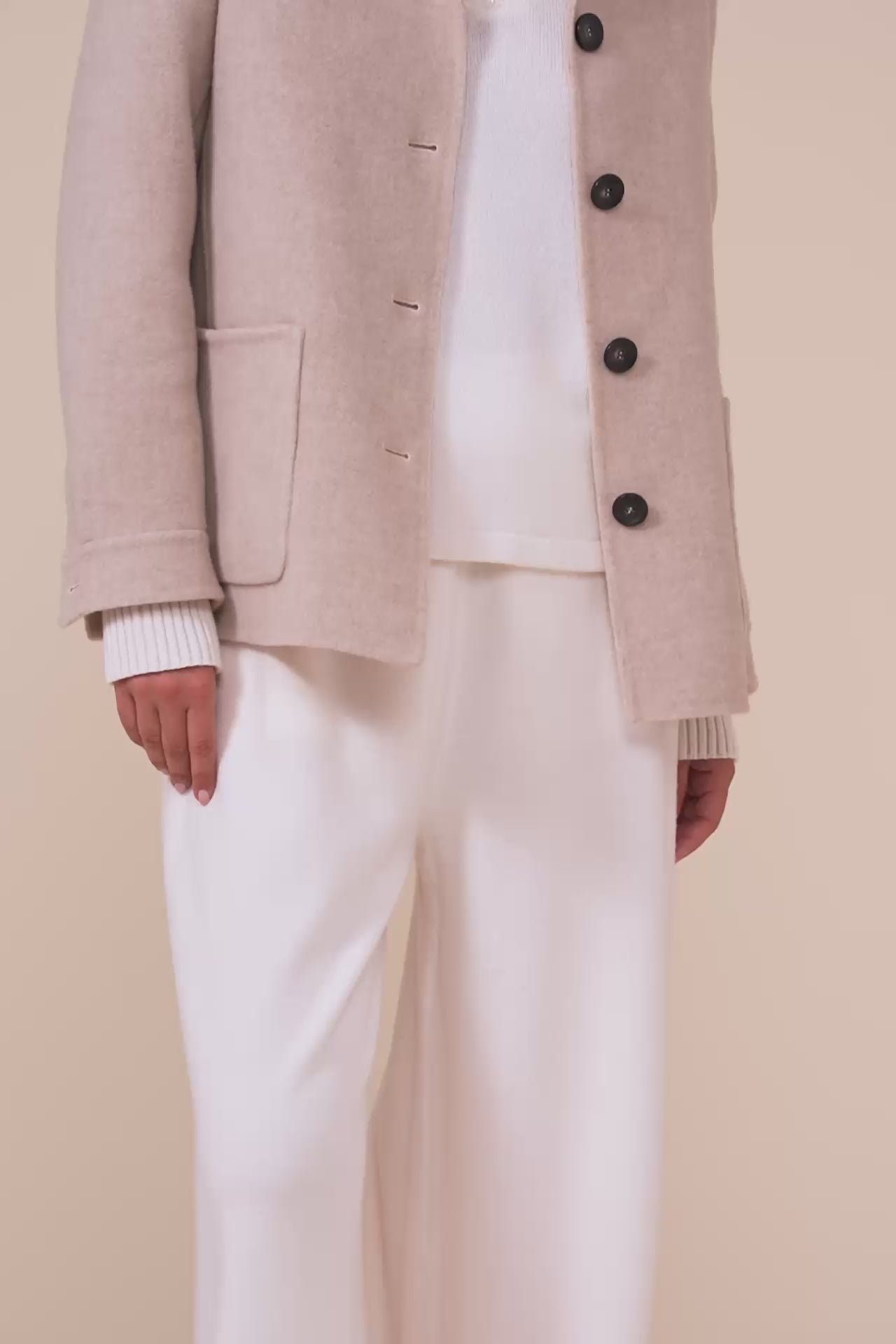 Cambridge giacca in lana e cashmere - ALMOND
