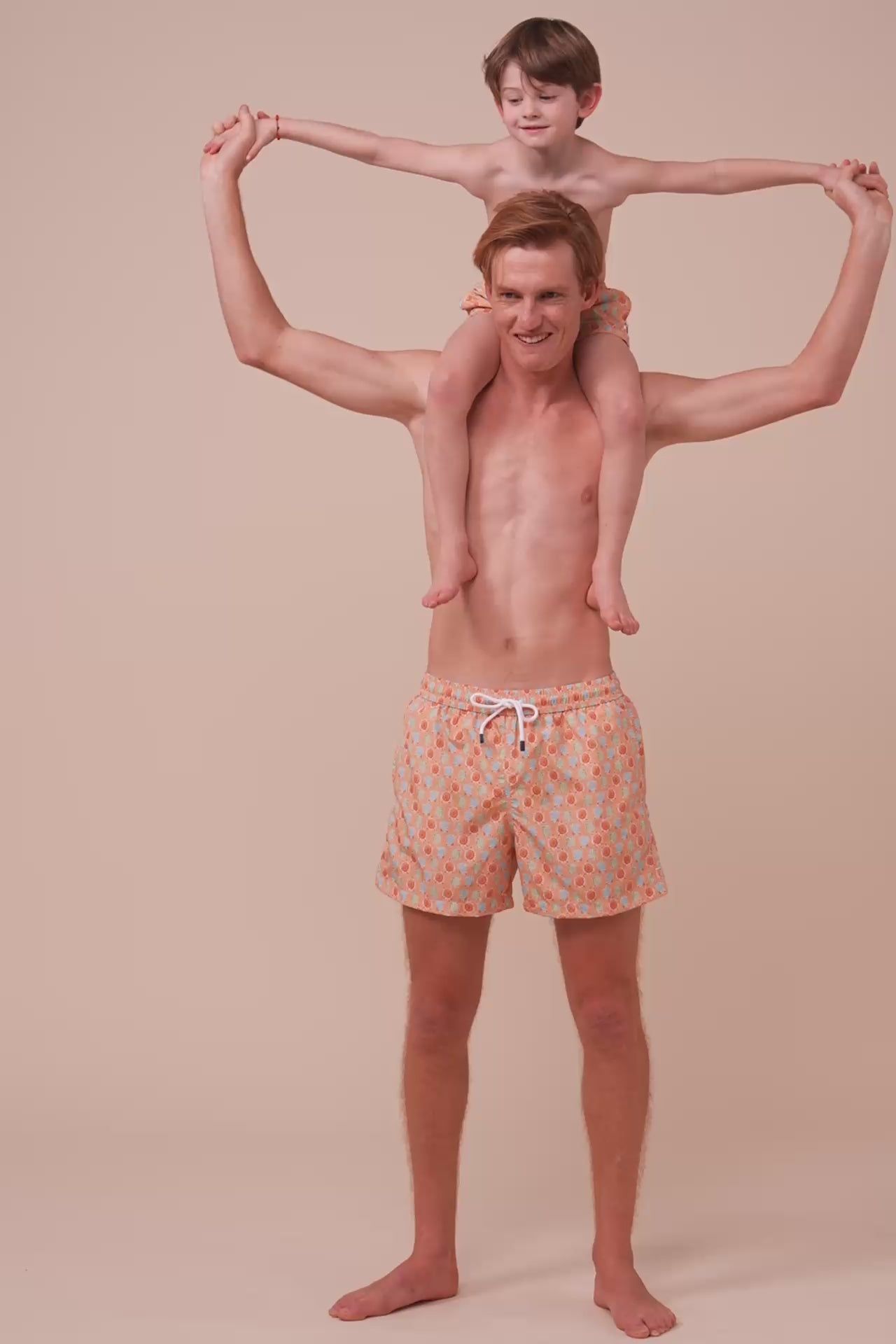 Madeira Kid Swim Trunks - 6-8 years - Turtles Pattern - PEACH