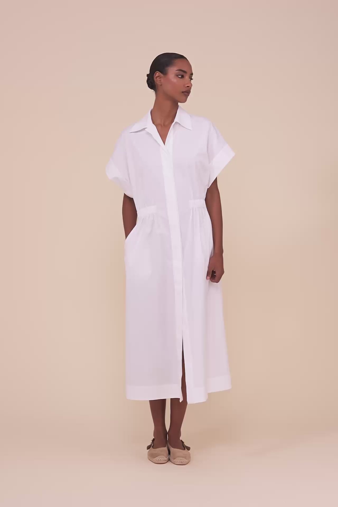 Soler  Cotton Poplin Long Dress - WHITE