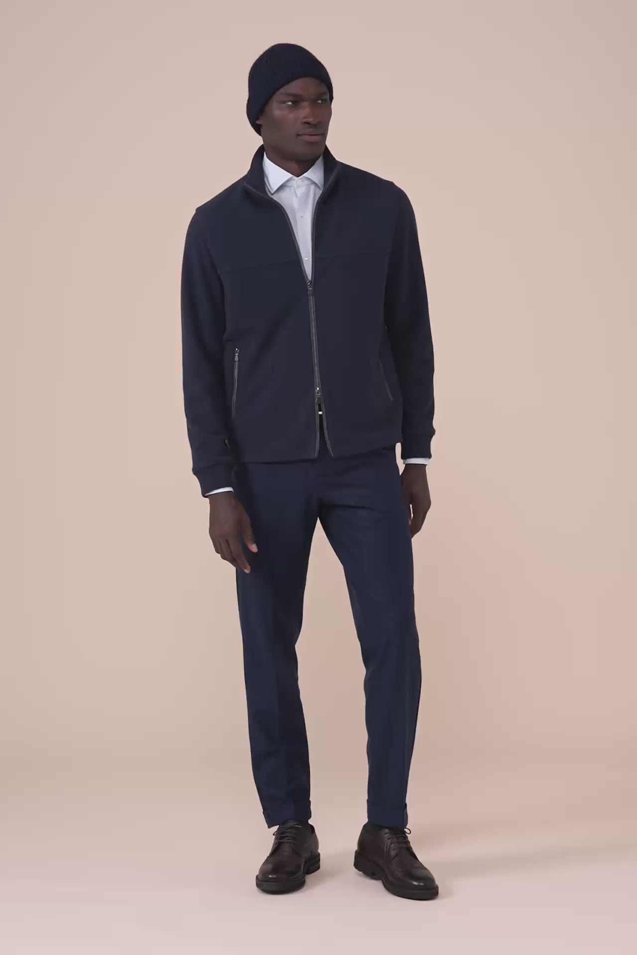 Alfredo cappello in maglia di cashmere - MIDNIGHTBLUE