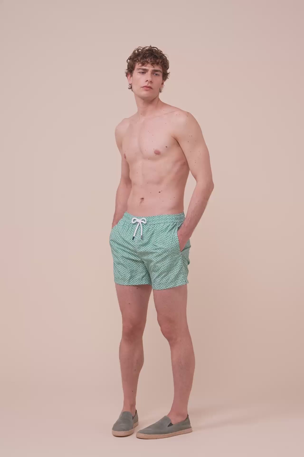Madeira - The Sustainable Swim Trunks - Tiny Stars Pattern - MEDIUMSEAGREEN