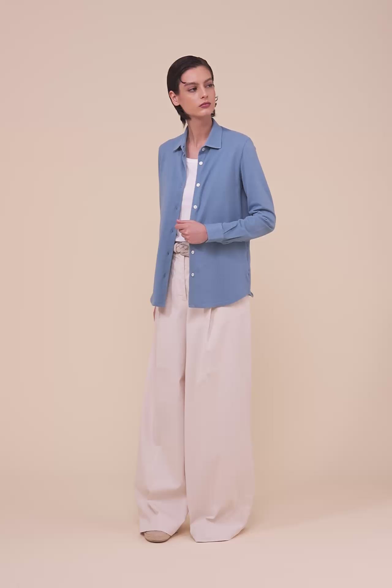New Fenice camicia in piquet di cotone - MIDNIGHTBLUE
