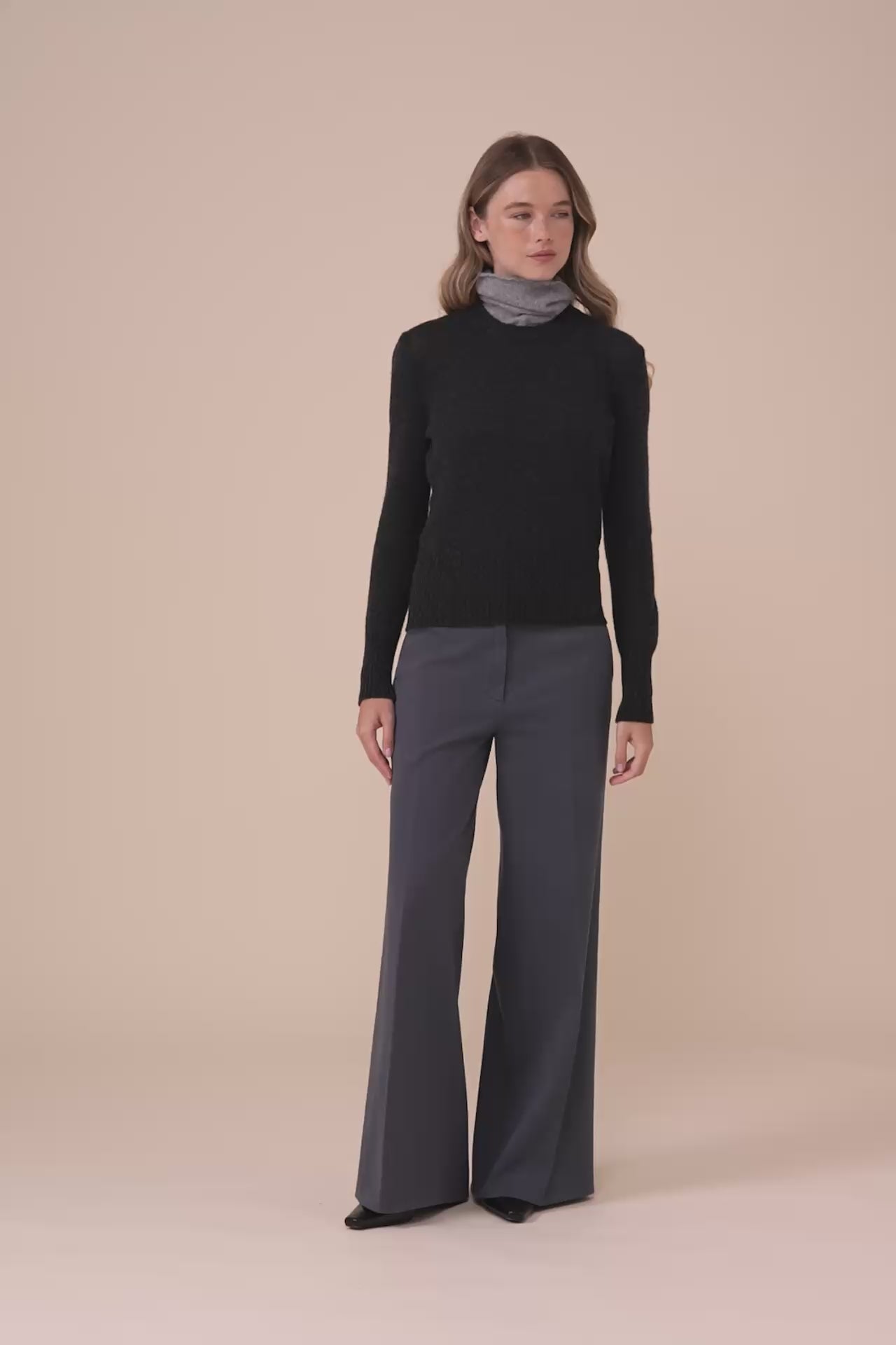 Claude Second Skin girocollo in cashmere - ANTHRACITEMELANGE