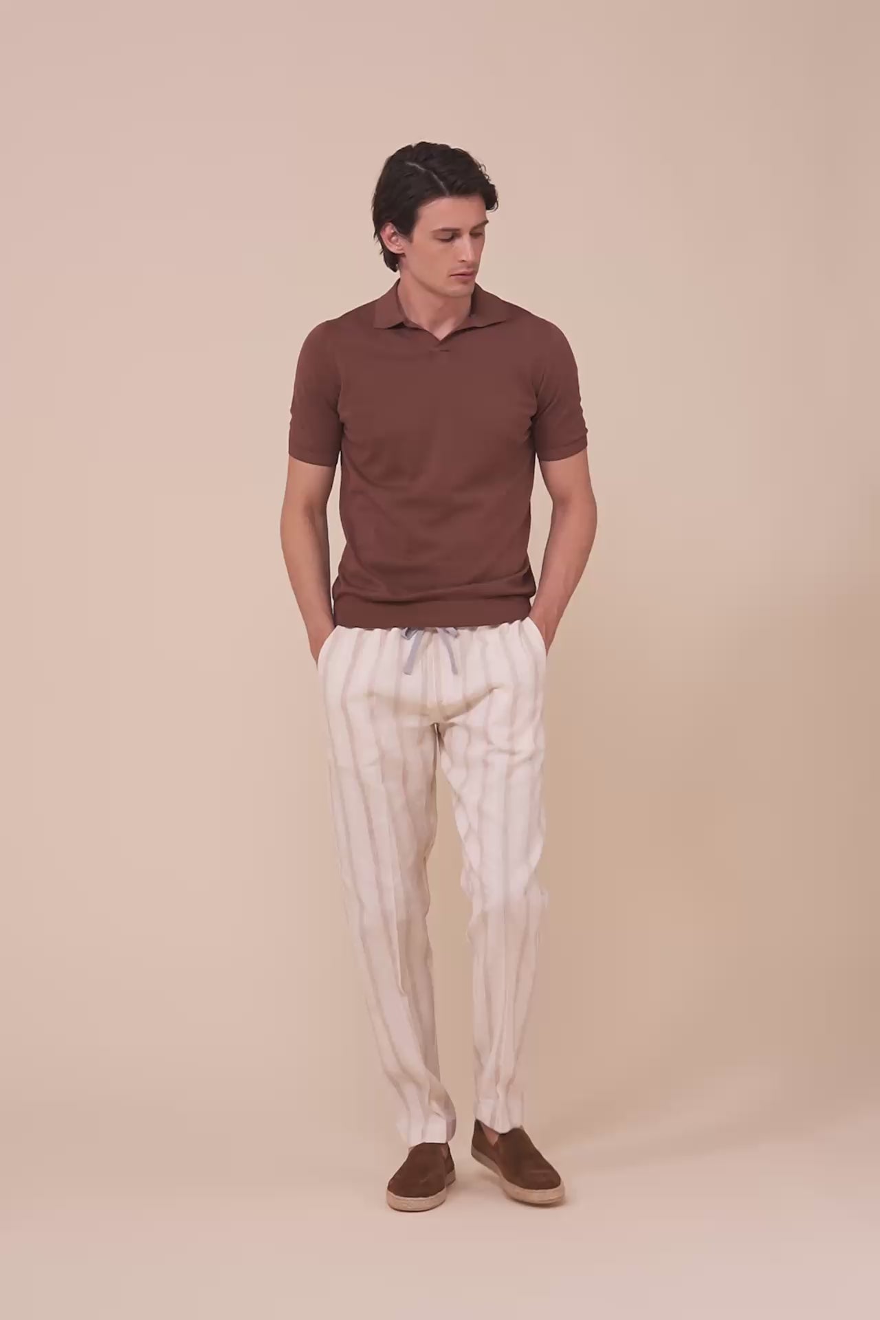 Fuji Giza Organic Cotton V-Neck Knit Polo - OLIVEGREEN