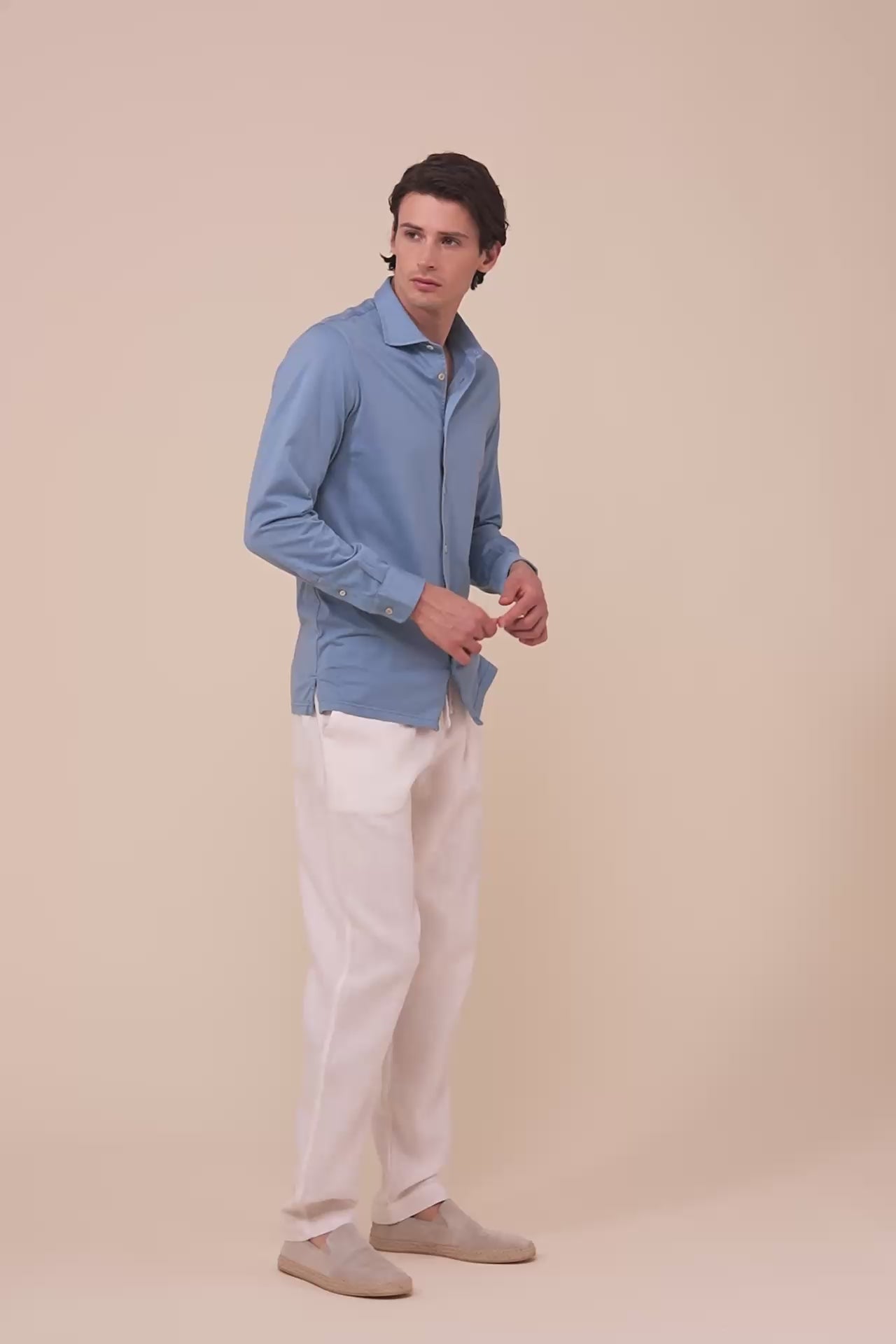 Jason Giza Organic Cotton Long Sleeve Shirt - STEELBLUE