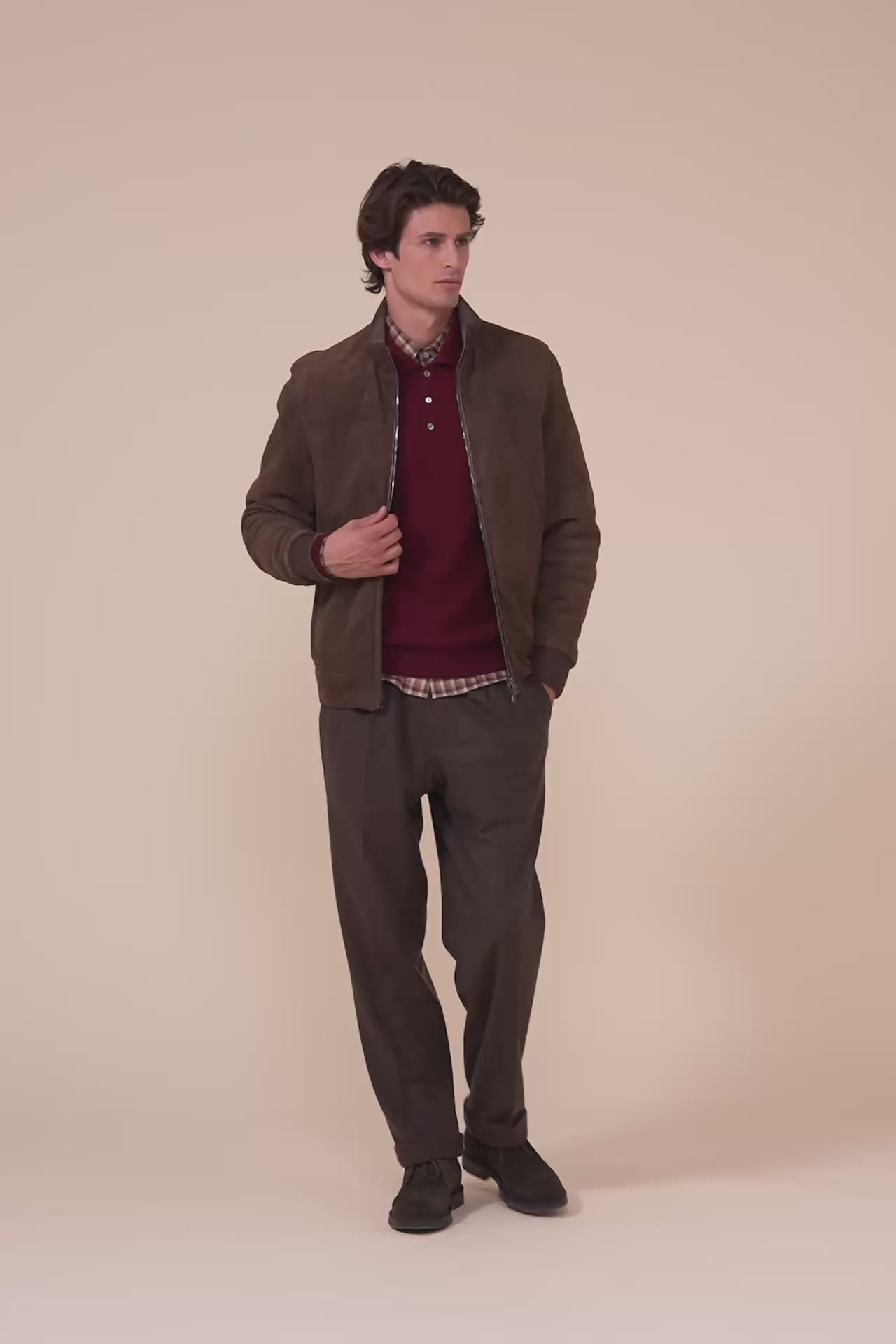 Bassano Suede Full-zip Jacket - DARKCHOCOLATE