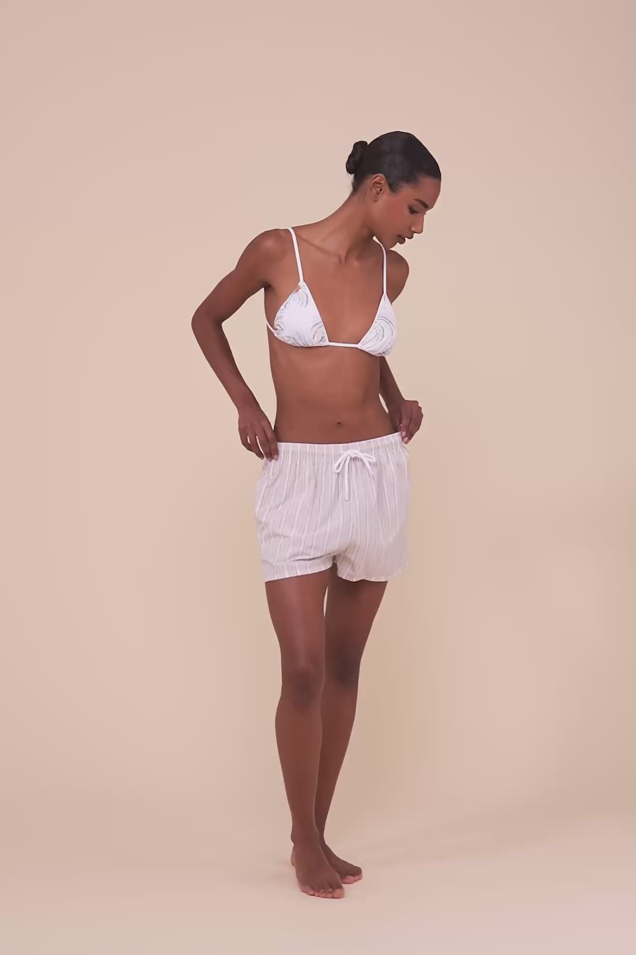 Panarea shorts in tessuto sakar - Fantasia rigata - LINEN