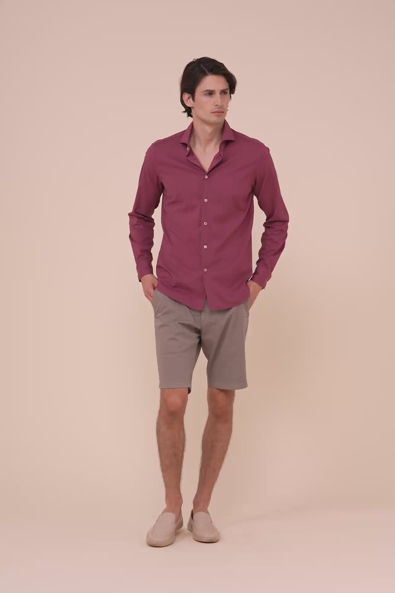 Sean camicia in voile di cotone - MERLOT