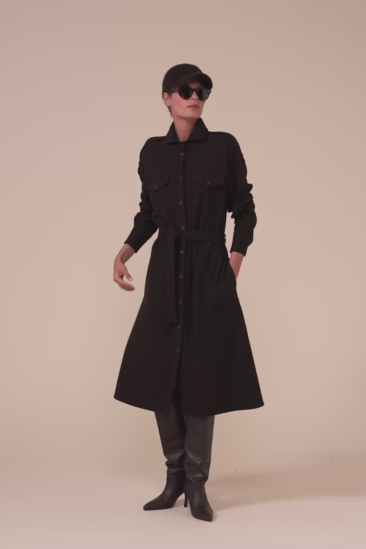 Carbone Cashmere Flanel Maxi Dress - DARKCHOCOLATE