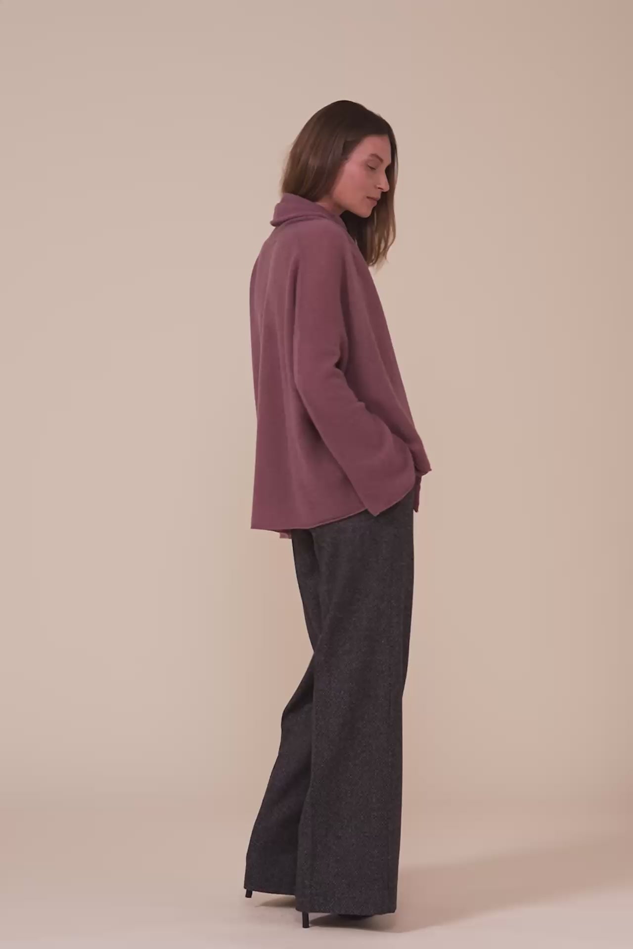 Travertino Second Skin cardigan in cashmere  - RASPBERRYMELANGE