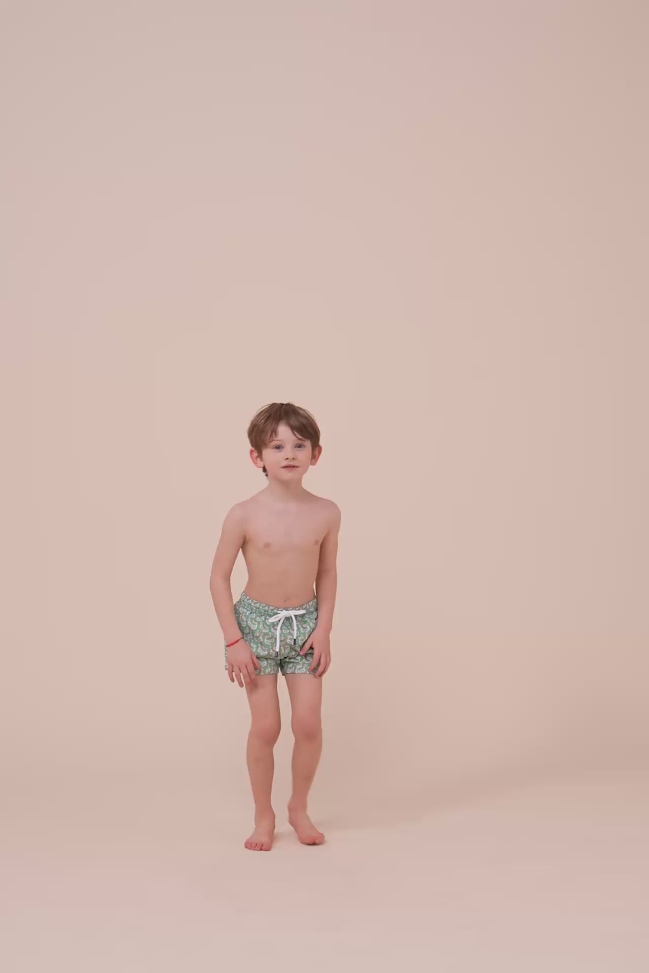 Madeira Kid Swim Trunks - 10-12 years - Pelican Pattern - MEDIUMSEAGREEN