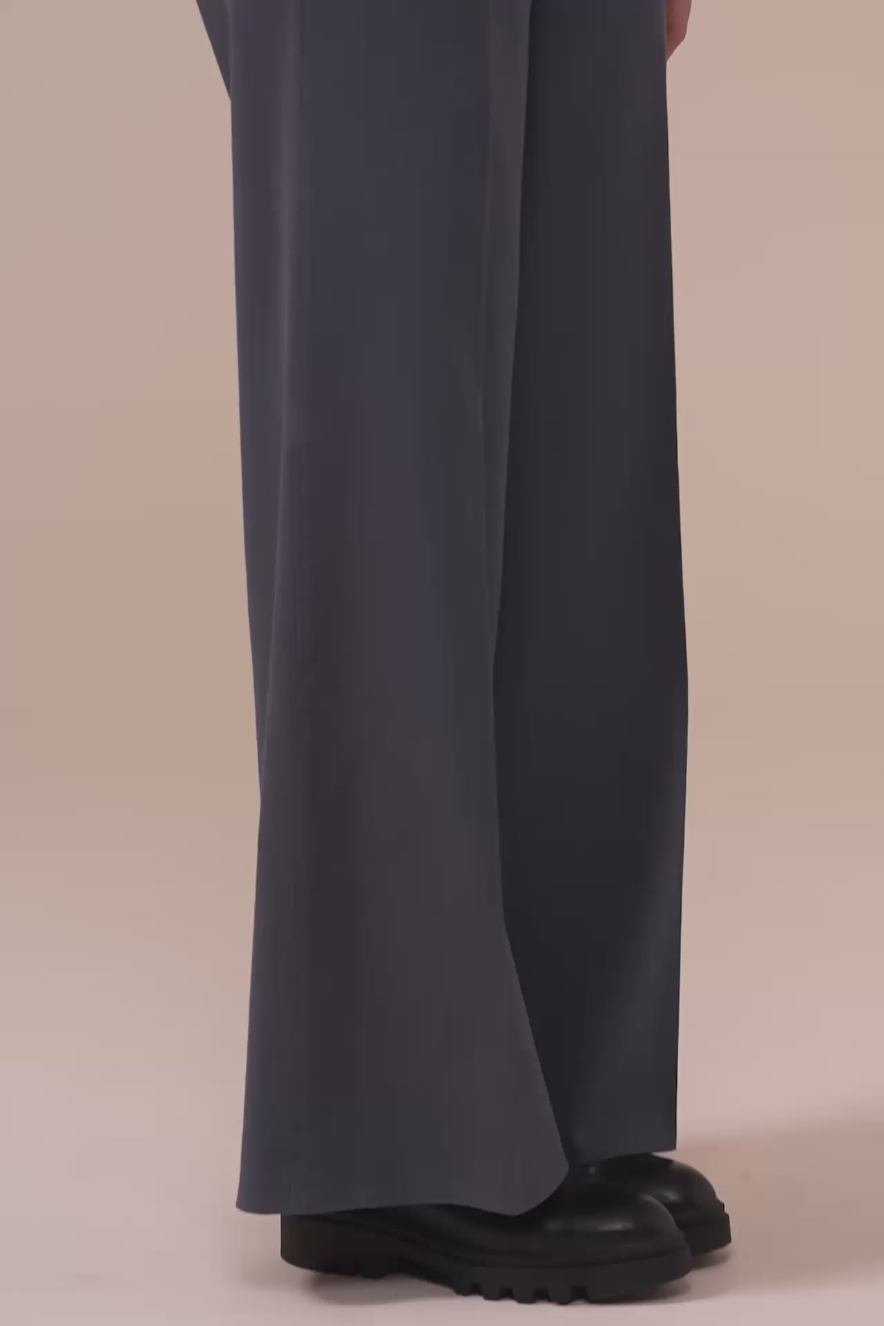 Gloria Cotton Old and Cashmere Wide Leg Pants - TITANIUM