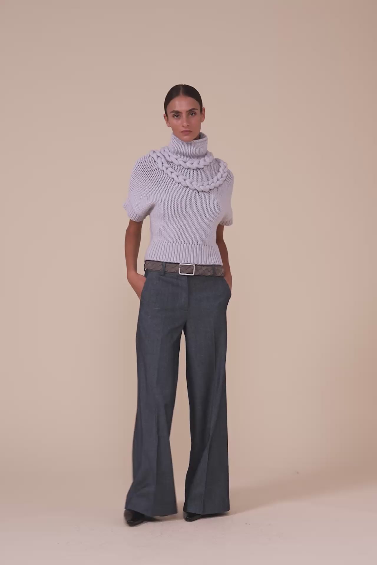 Rodolite Biggie gilet in lana e cashmere fatto a mano - LIGHTGRAY