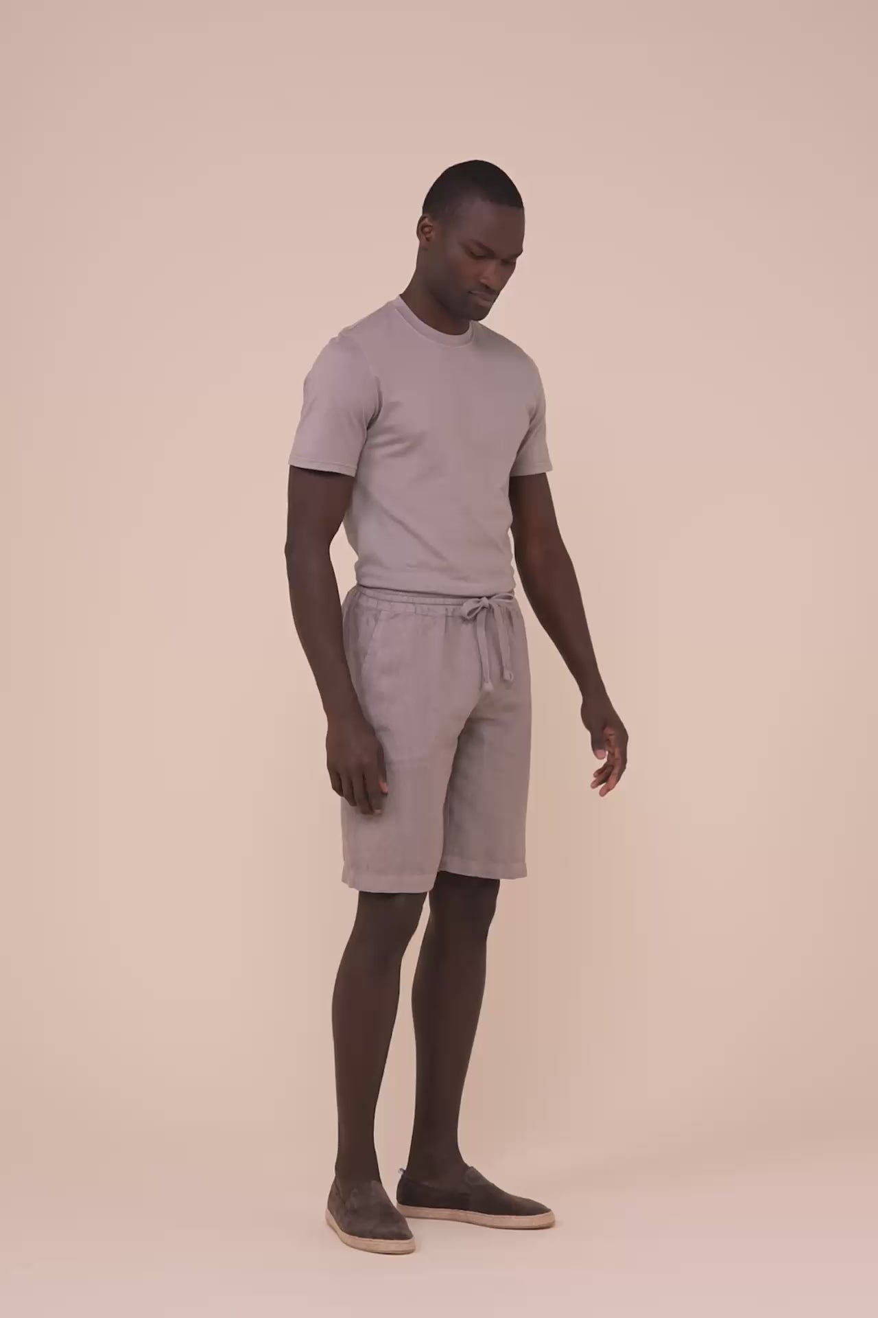 Vico bermuda in lino - GREIGE